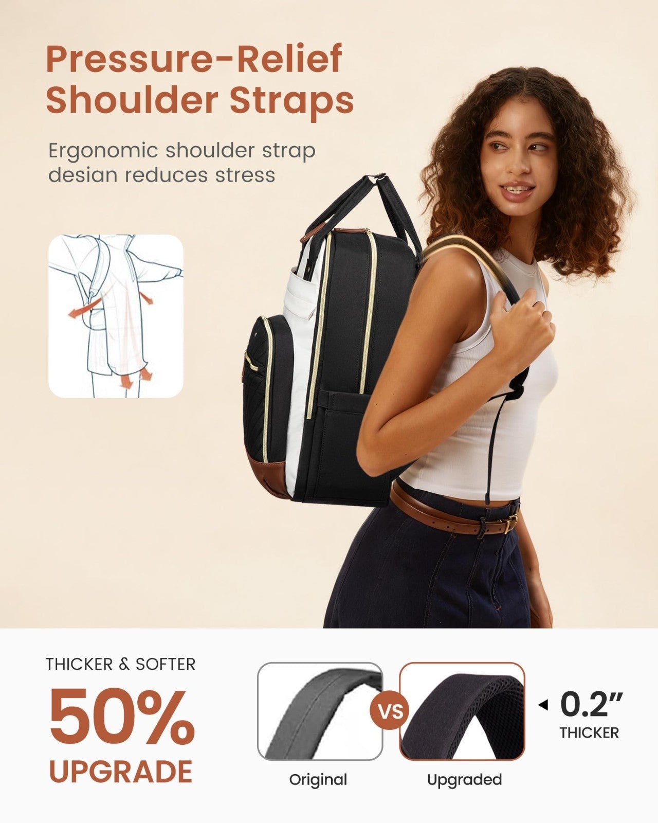 Stylish Waterproof Laptop Backpack with Tumbler Holder, 18" Work & Travel Bag, C4