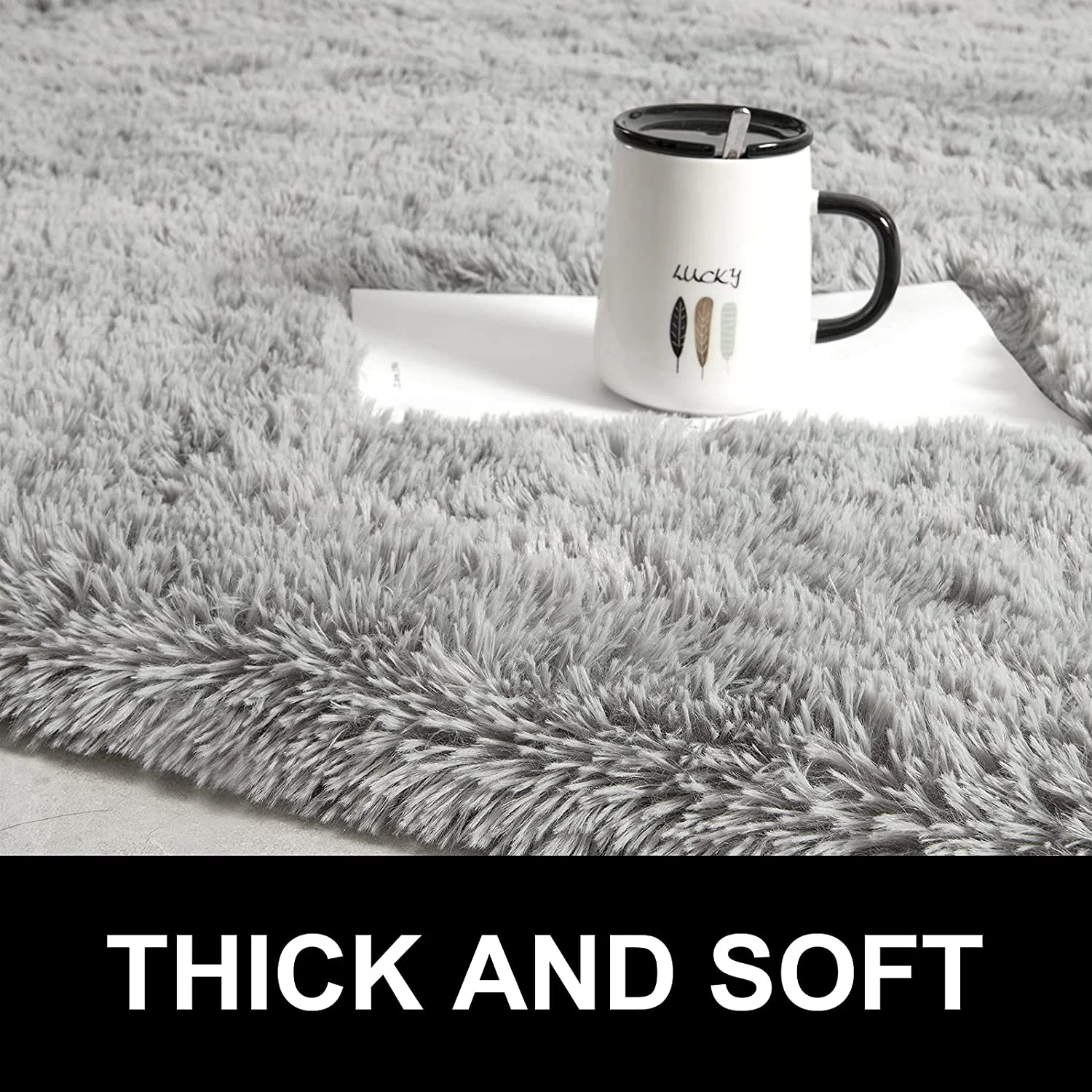 LOCHAS Ultra Soft Indoor Modern Area Rugs Fluffy Living Room 2' x 3', Black1