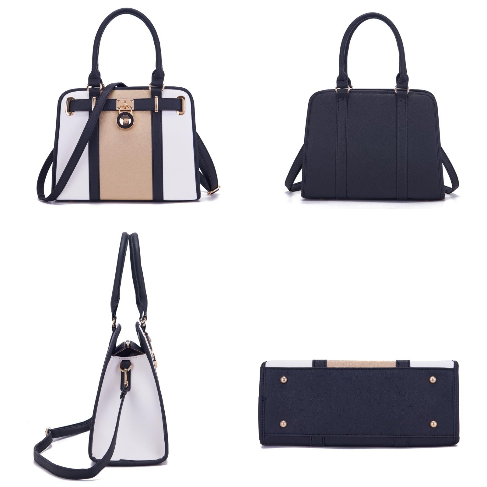 Stylish Structured Satchel Tote Handbag Set for Women with RFID Wallet - Fashion3