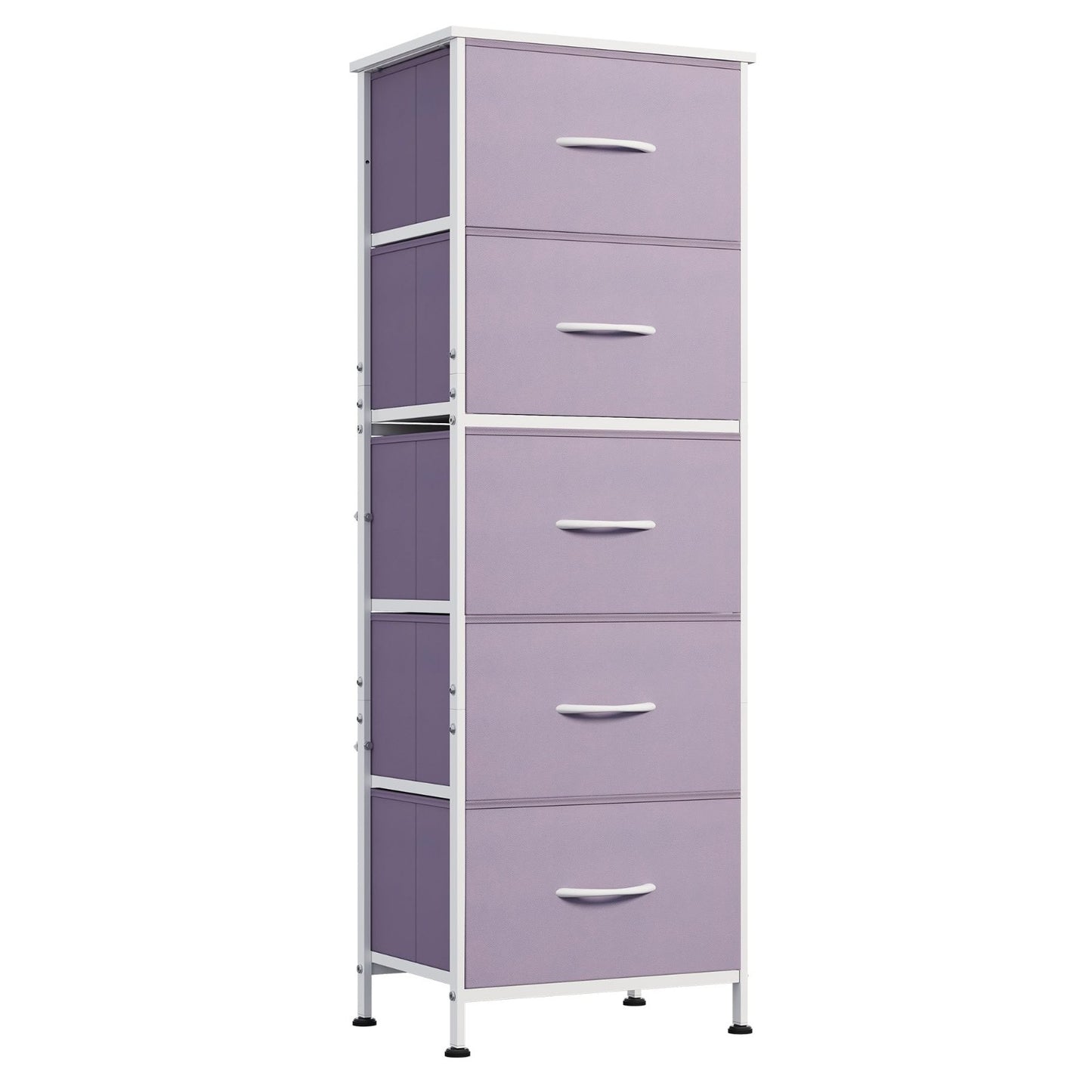 Tall Dresser for Bedroom - 5 Drawer Vertical Storage Chest, Purple Fabric, Small1