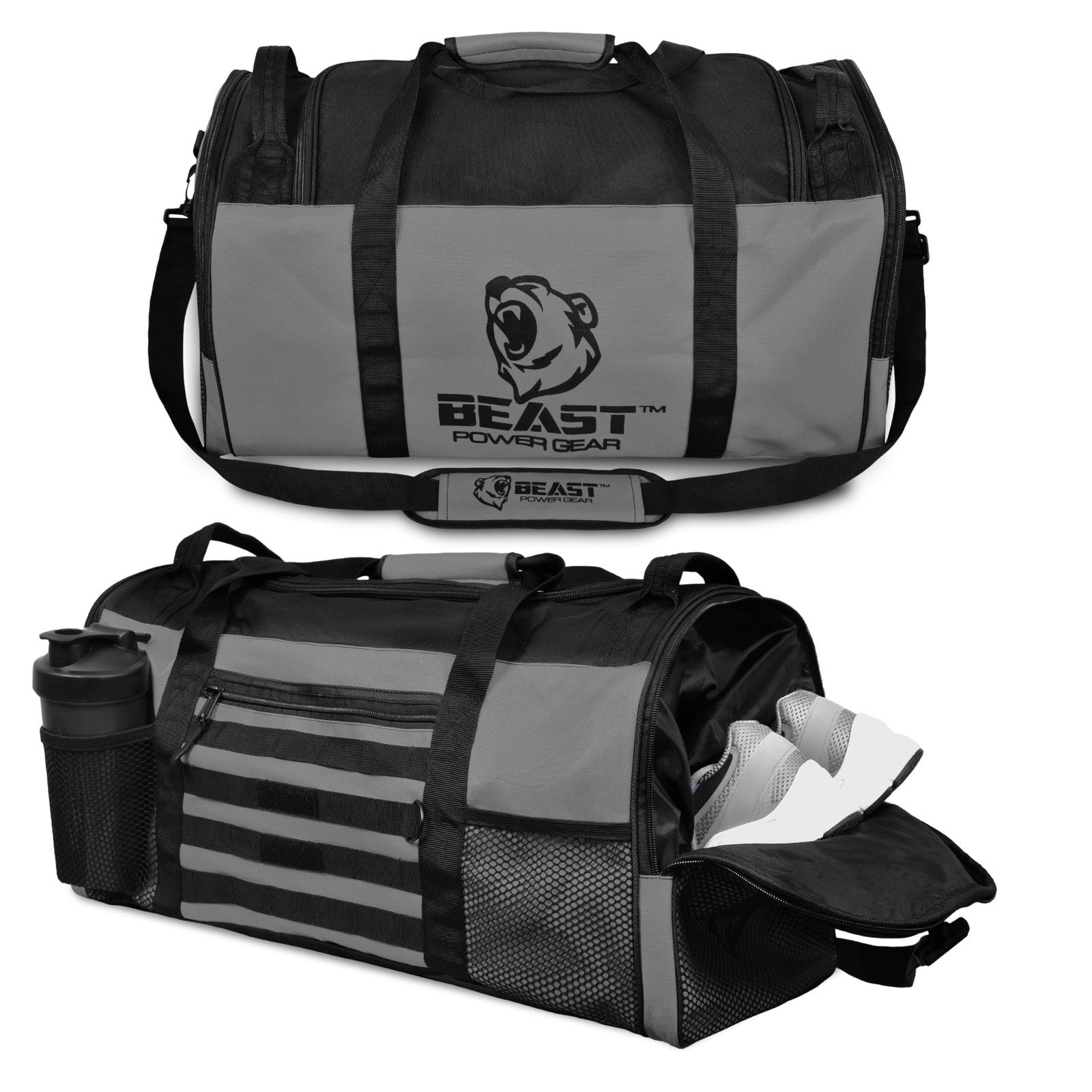 Versatile Gym Duffle Bag - Gray/Black | Workout, Boxing, MMA, Sports, Shoes Comp1