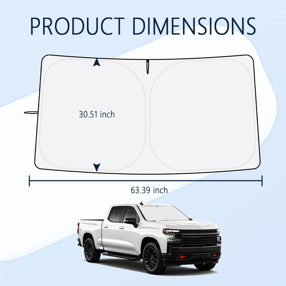 Car Windshield Sun Shade for 2019-2026 Silverado 1500, Foldable Oxford Cloth Cov2