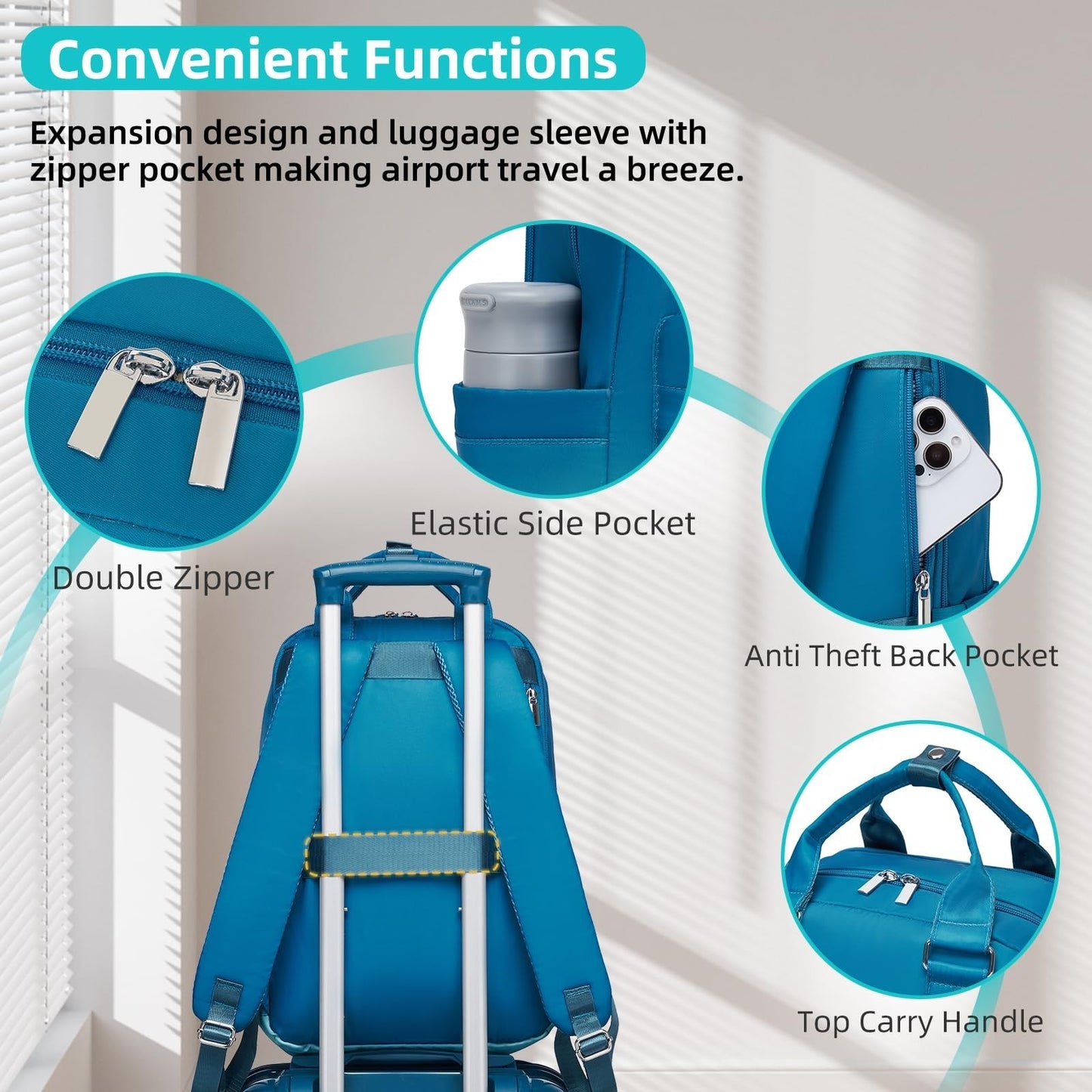 3-Piece Carry-On Luggage Set, 20" Hardshell Suitcases, TSA Lock, 360° Wheels, Ba5