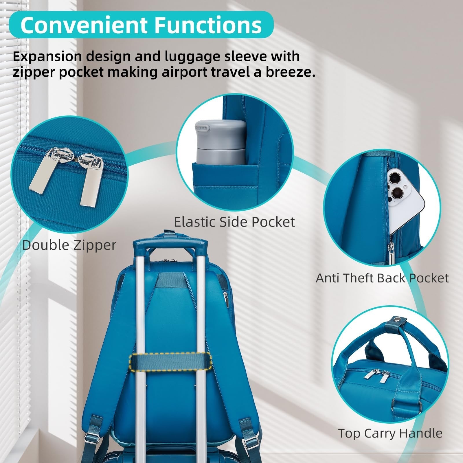 3-Piece Carry-On Luggage Set, 20" Hardshell Suitcases, TSA Lock, 360° Wheels, Ba5