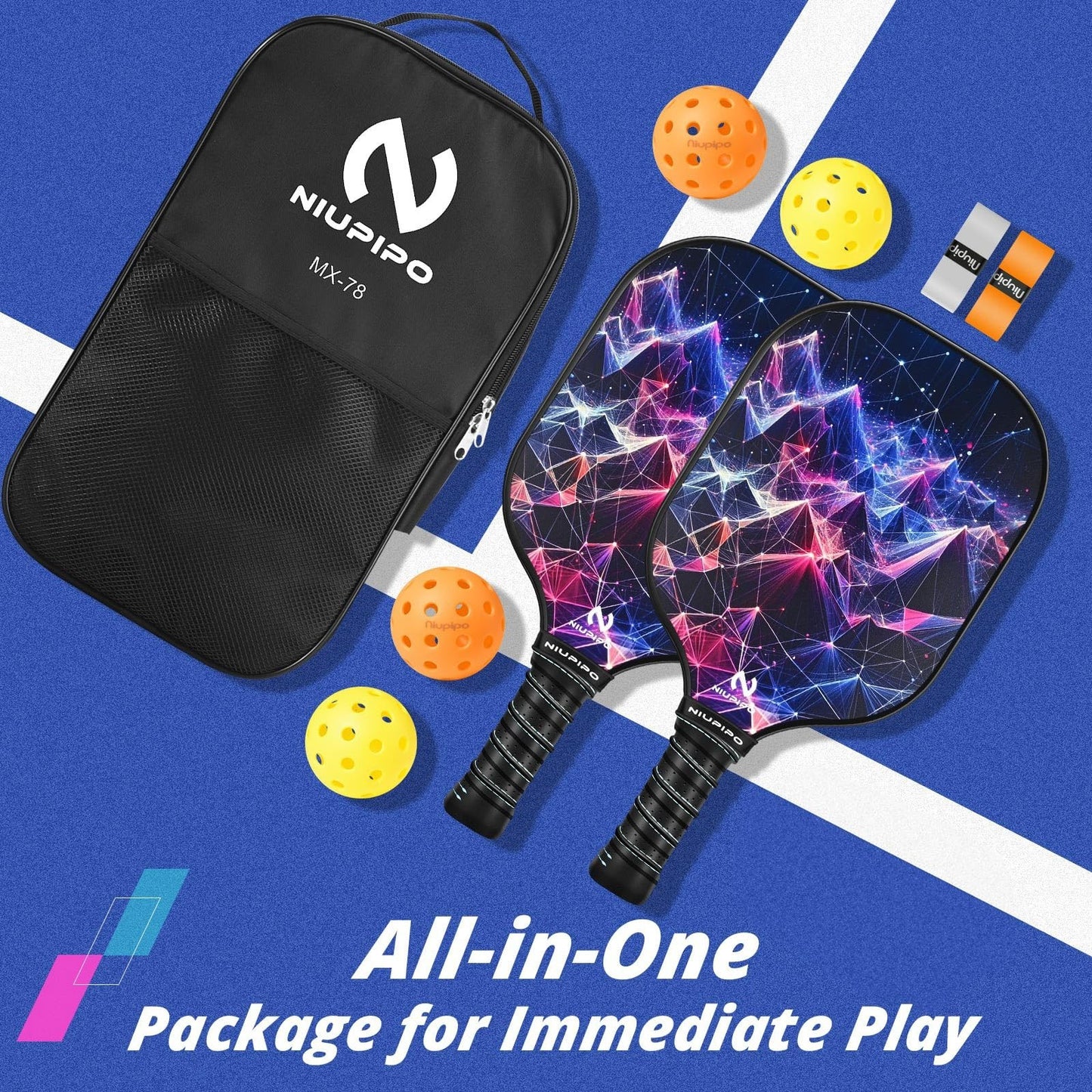 Pickleball Paddle Set of 2 or 4 - USAPA Approved, Fiberglass, Lightweight, with5