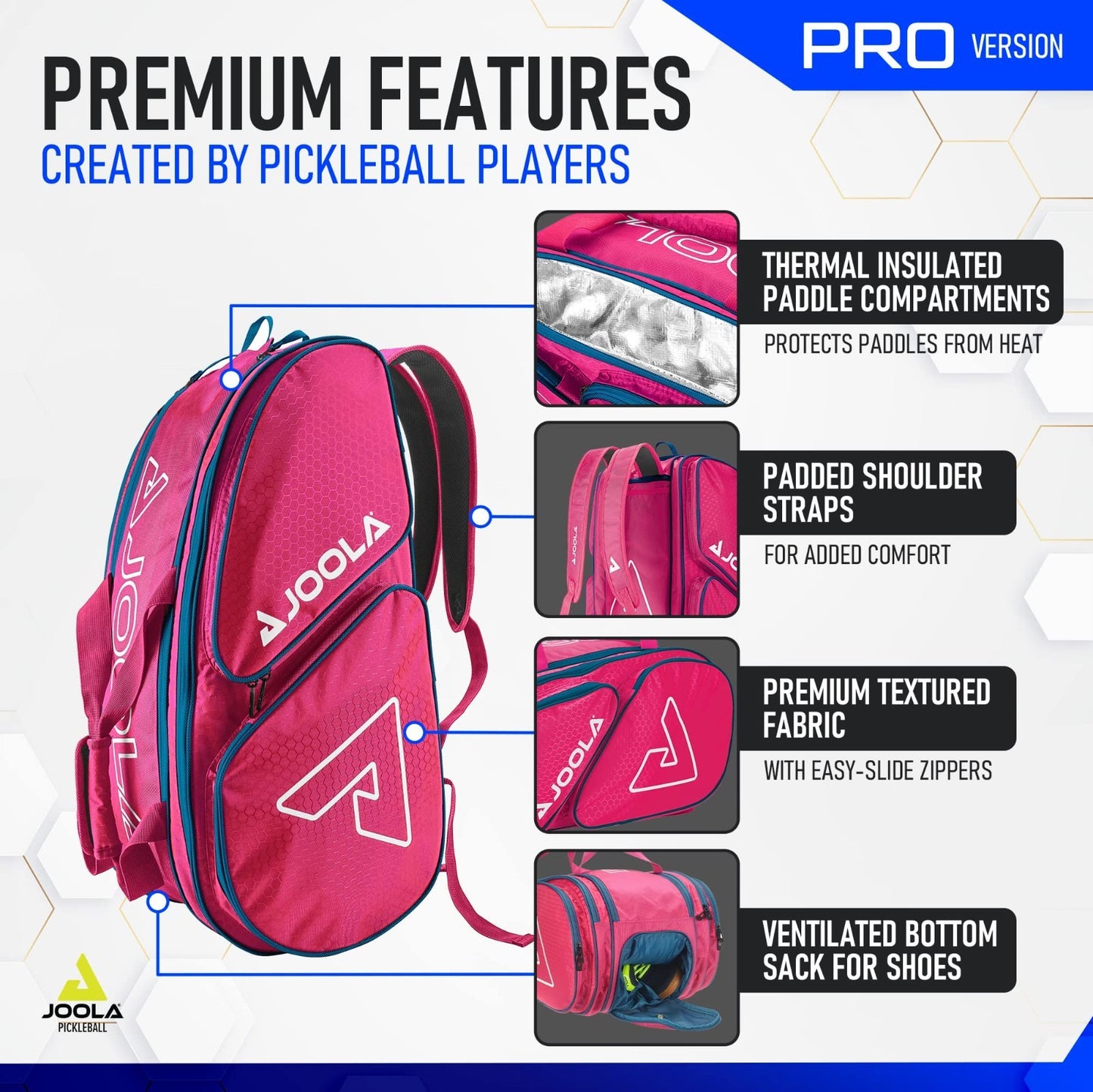 Pickleball Bag - Thermal Insulated Backpack & Duffle for Paddles & Gear, Holds 44