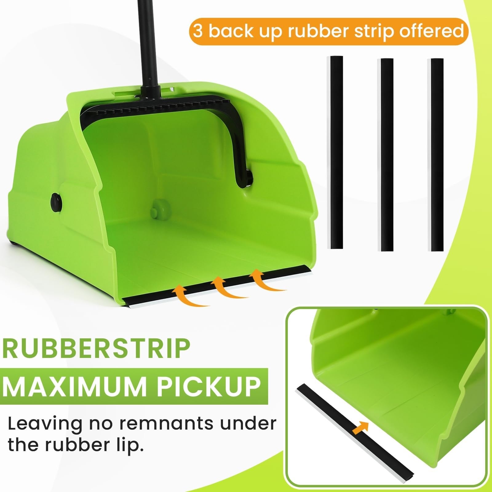 3PK Heavy Duty Jumbo Stand Up Debris Pan, Long Handle Dustpan for Outdoor Cleanu3