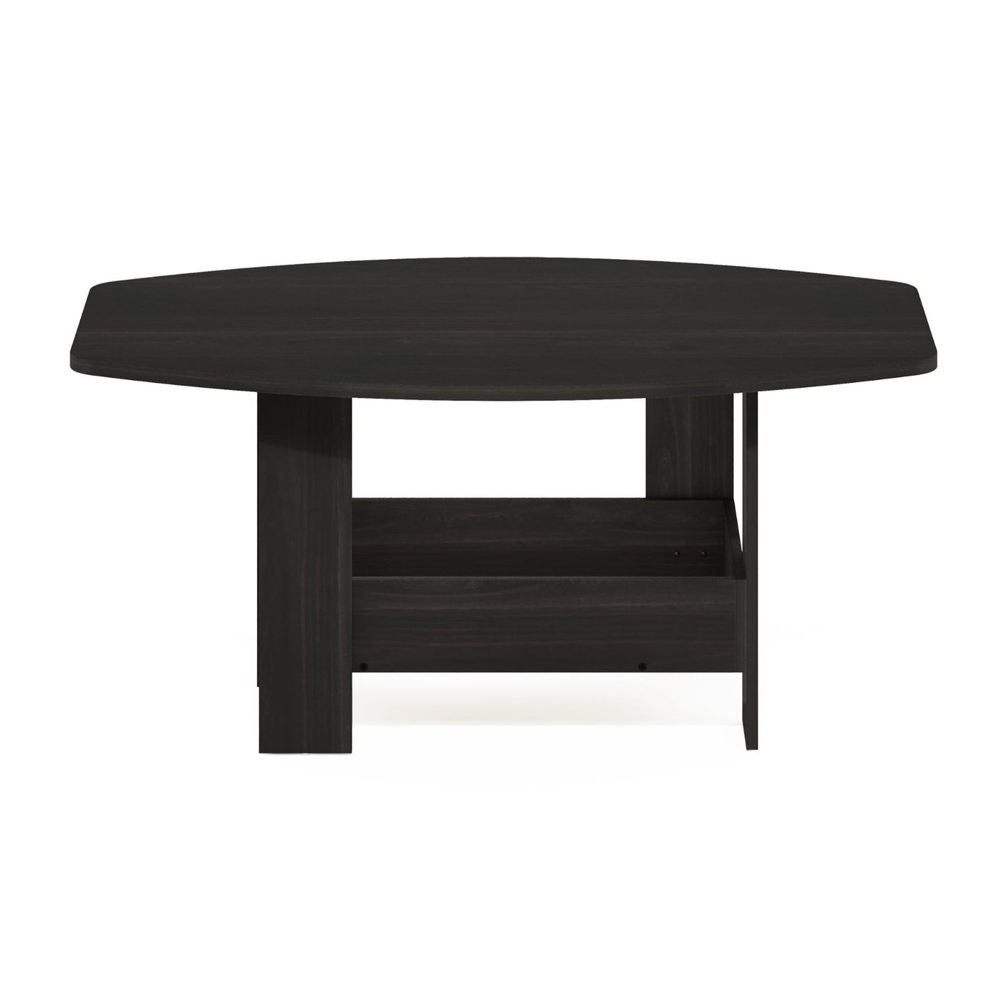 Modern 2-Tier Coffee Table with Lower Shelf - Round Corner Design for Living Roo5