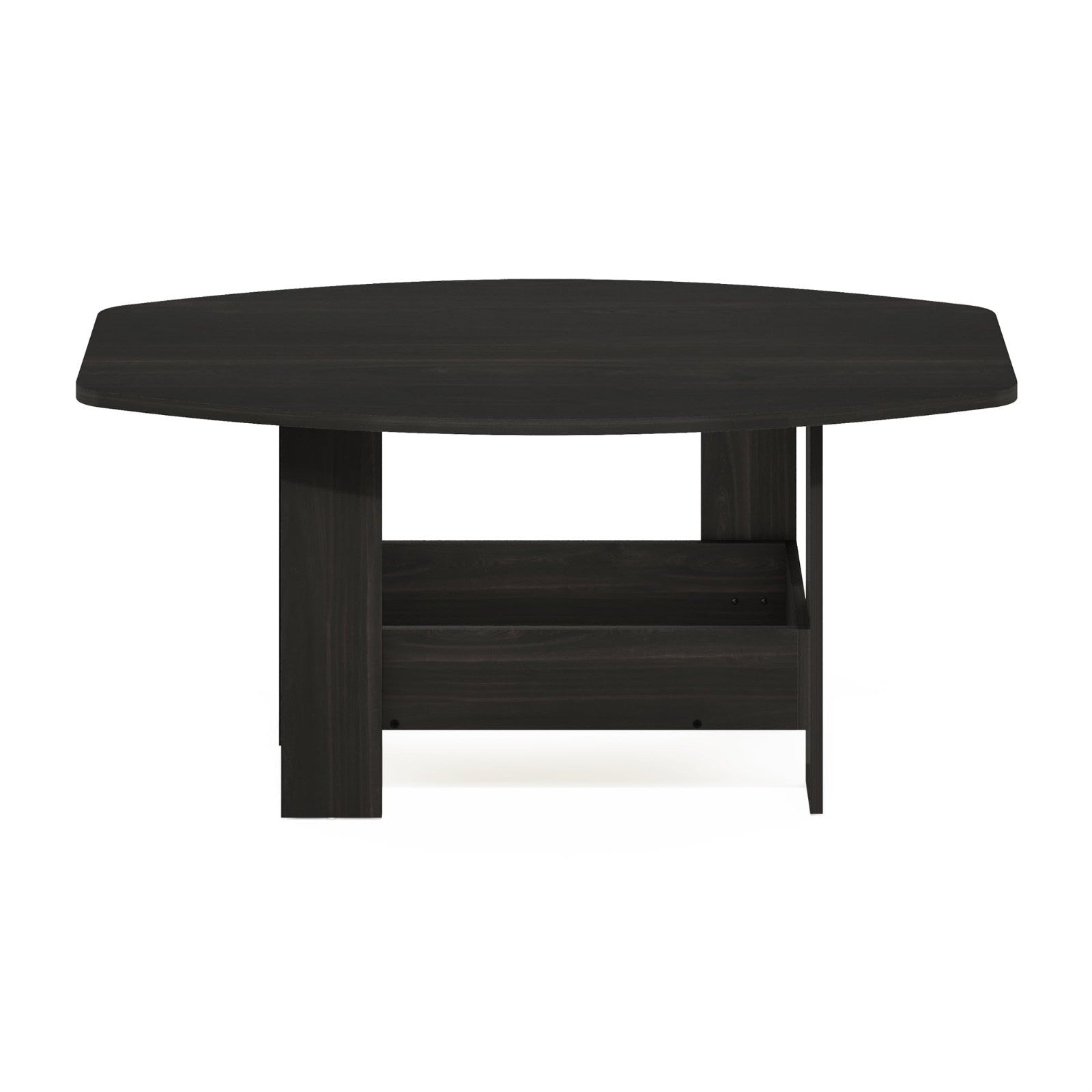 Modern 2-Tier Coffee Table with Lower Shelf - Round Corner Design for Living Roo5