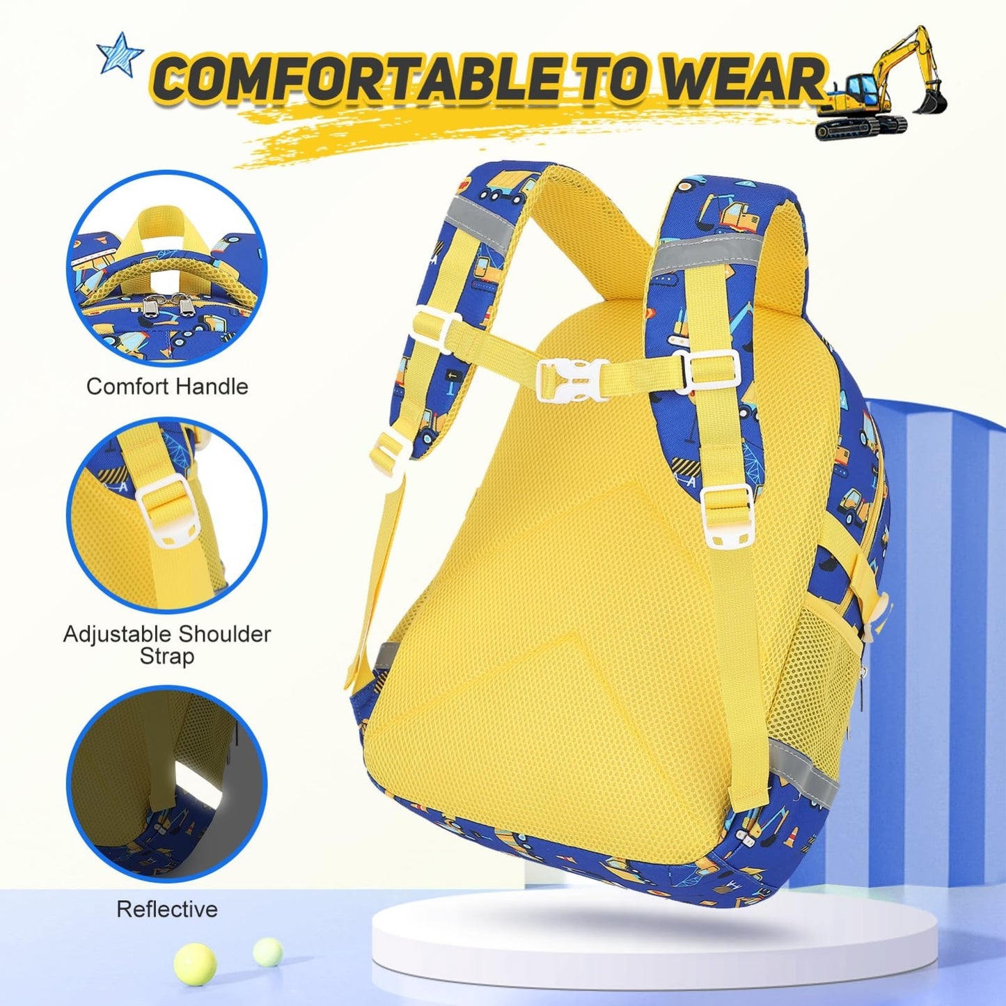 Luminous Backpack Set for Boys   3PCS with Lunch Box & Pencil Case, School Gear3