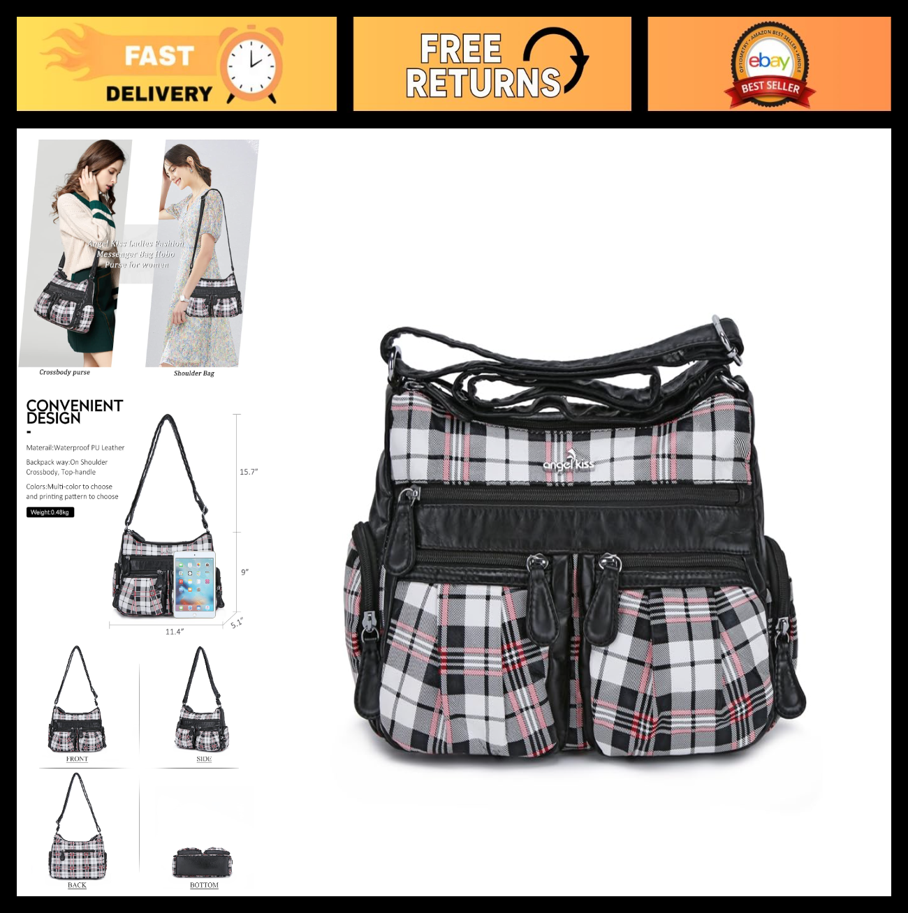 Stylish Crossbody Bags for Women   Medium Faux Leather Shoulder Handbags & Purse0