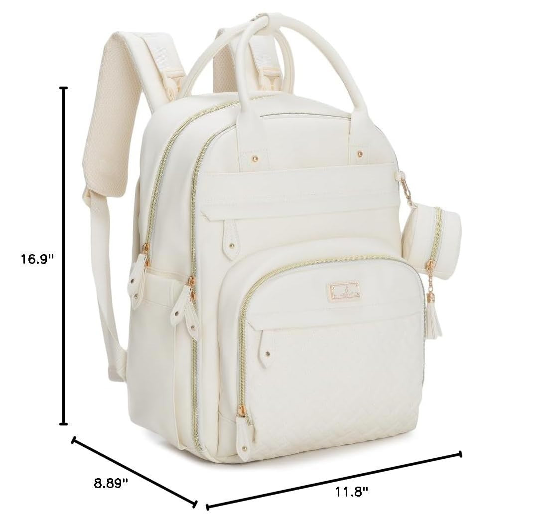 Multi Function Leather Diaper Bag Backpack   Water Resistant, Changing Pad, Stro2