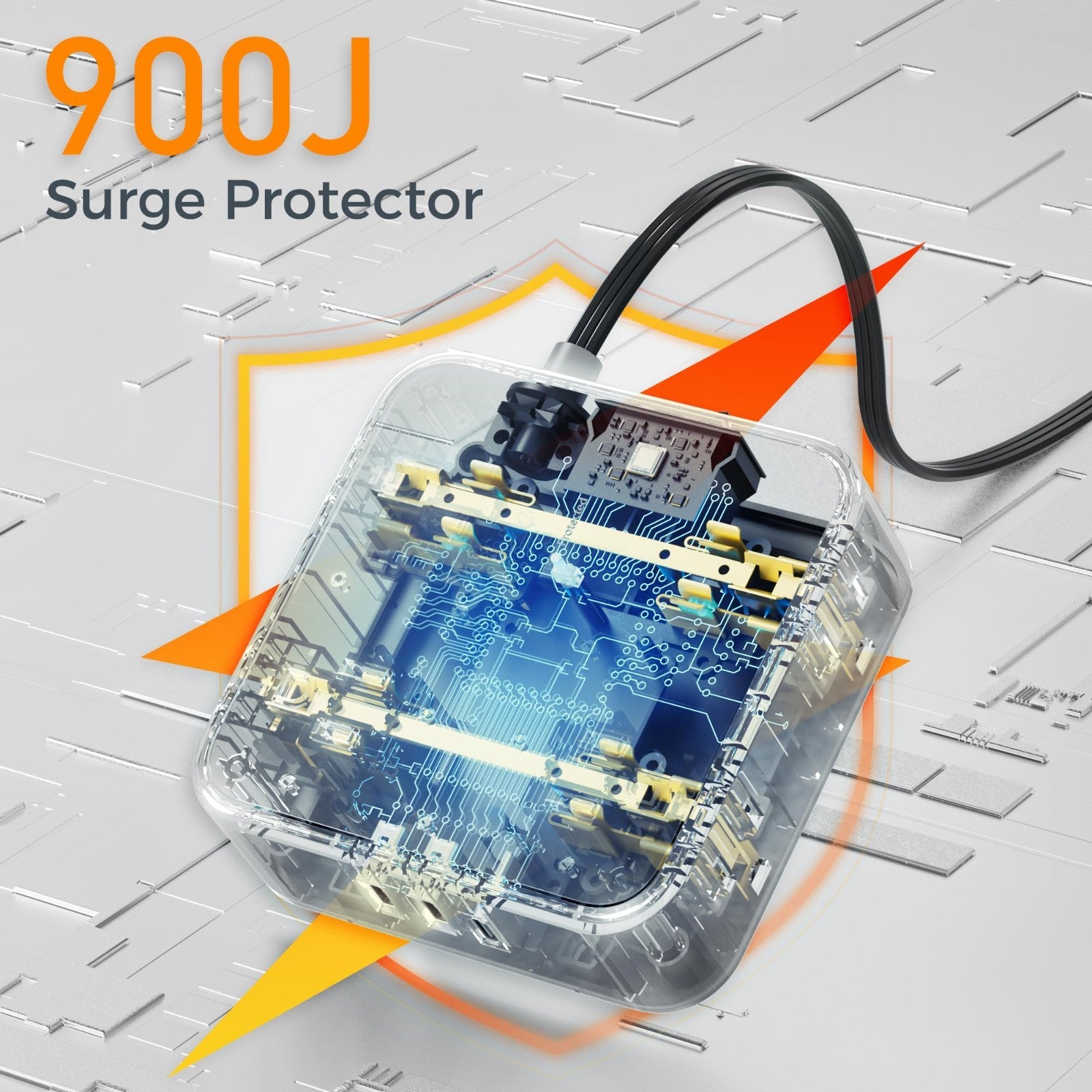 Surge Protector Power Strip 900J Protection, 25 Ft Extension Cord, Black5