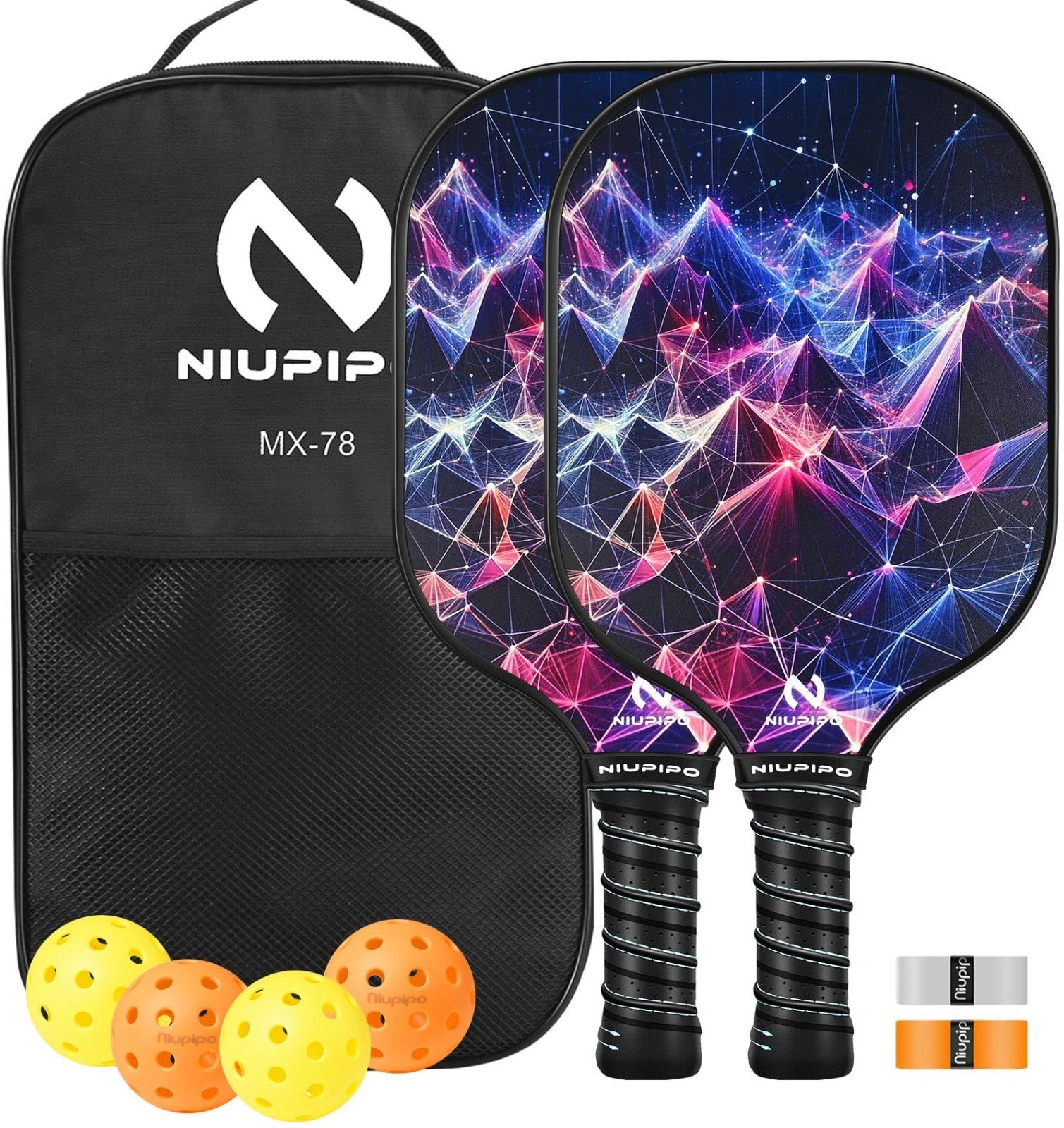 Pickleball Paddle Set of 2 or 4 - USAPA Approved, Fiberglass, Lightweight, with1