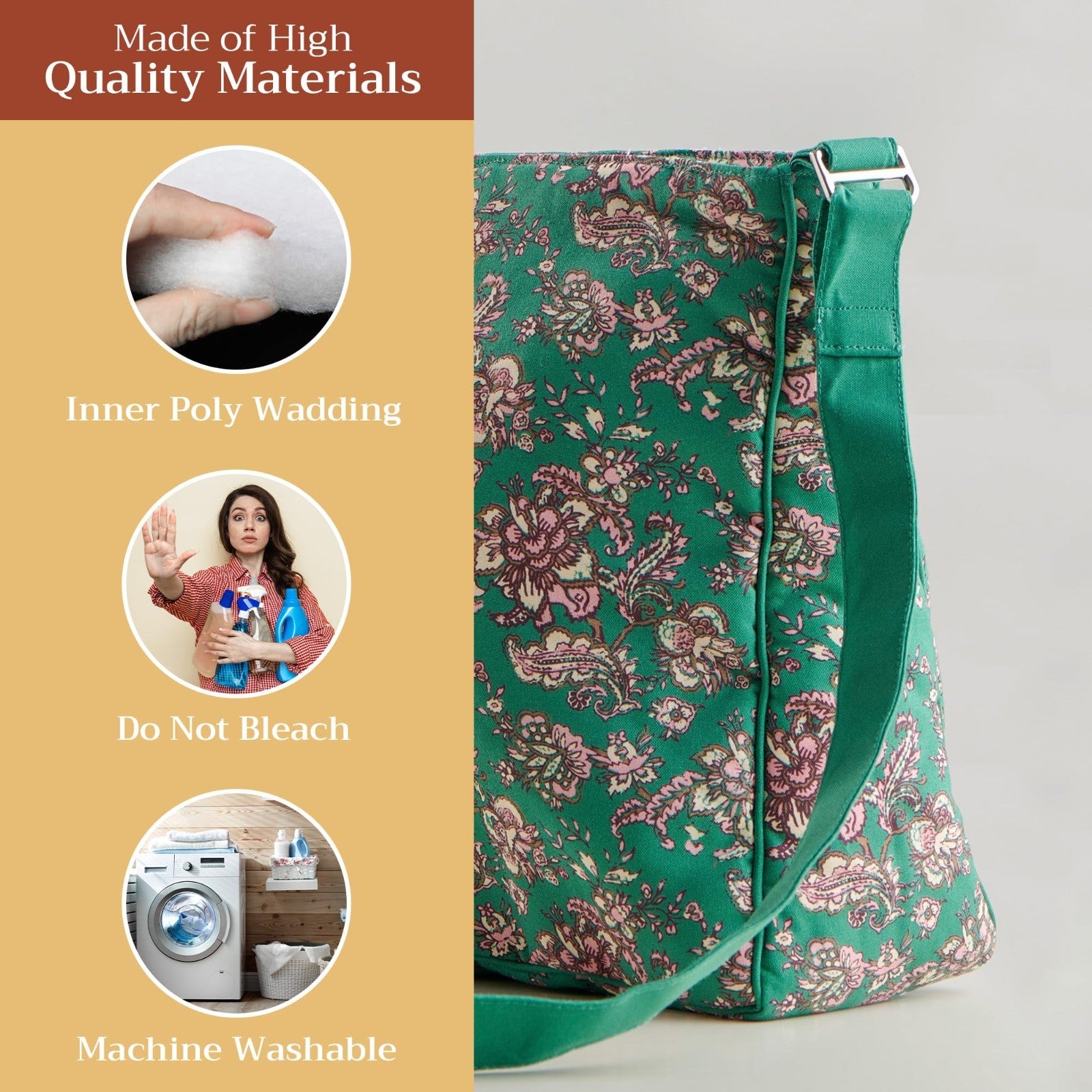 Stylish Women's Cotton Shoulder Handbag   Versatile Tote Bag for Everyday Use3