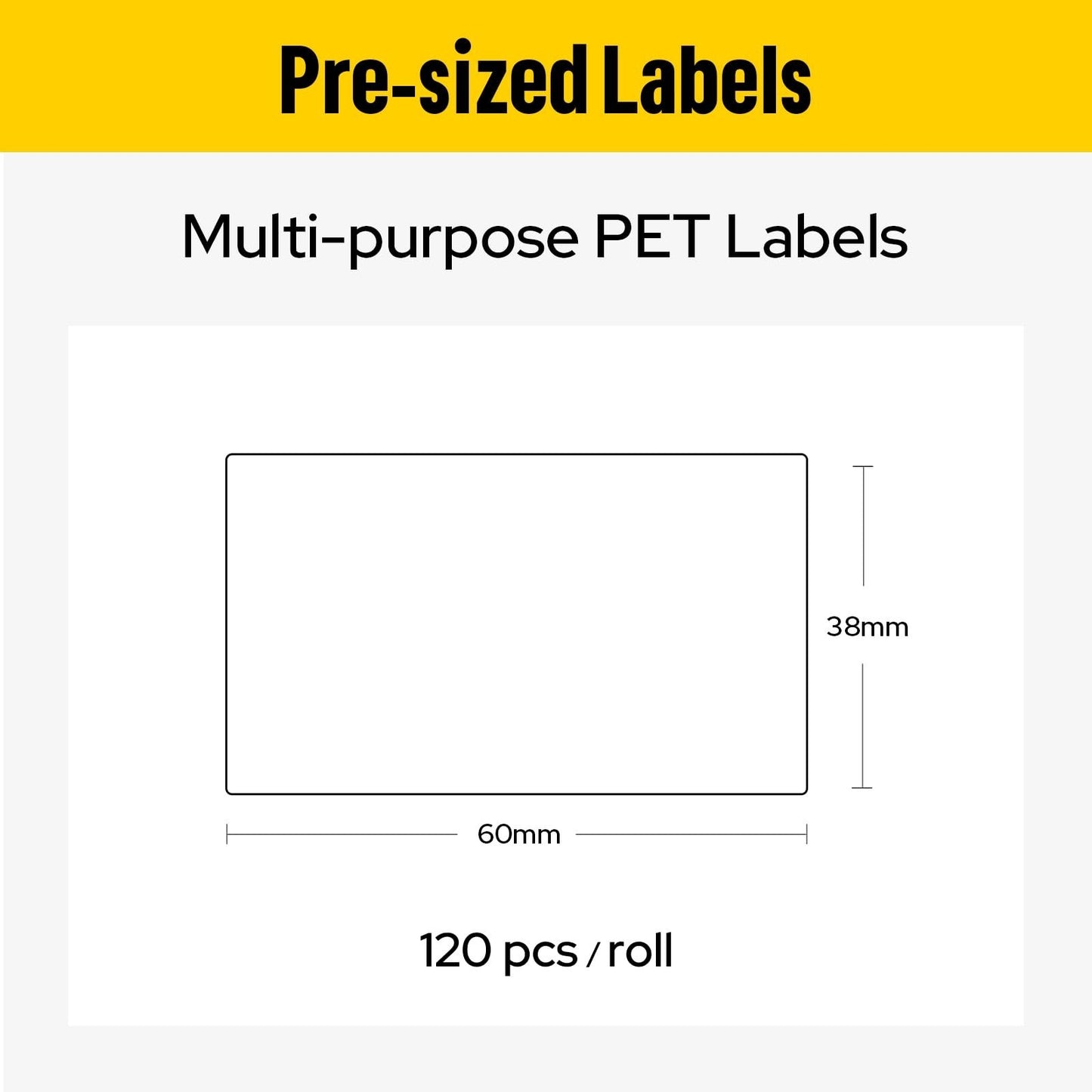 Metallic Silver Label Tape, Black Print, 1.50" x 2.36", 120 Indoor/Outdoor Label2