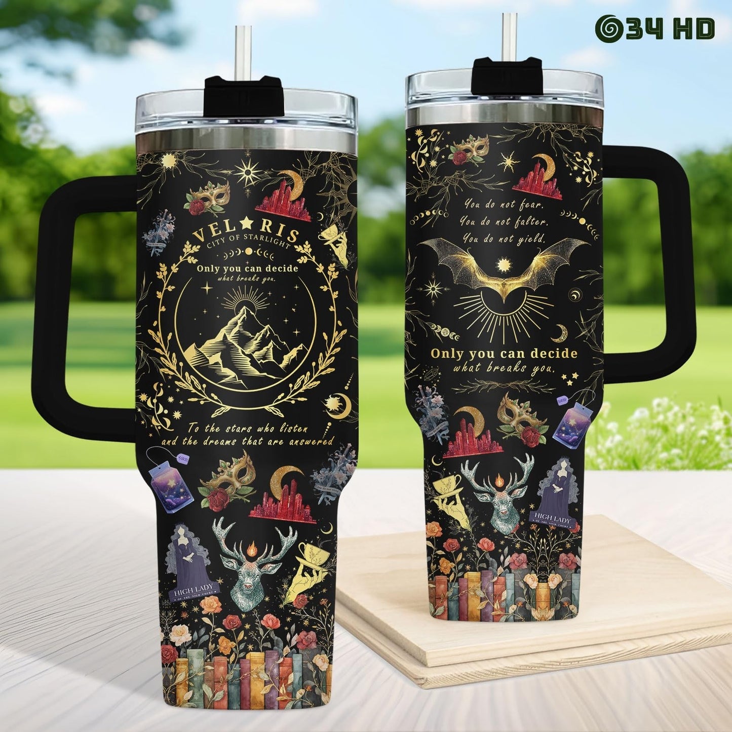 40oz Fantasy Romance Tumbler   Night Sky Mountains Travel Mug, Aesthetic Gift fo2