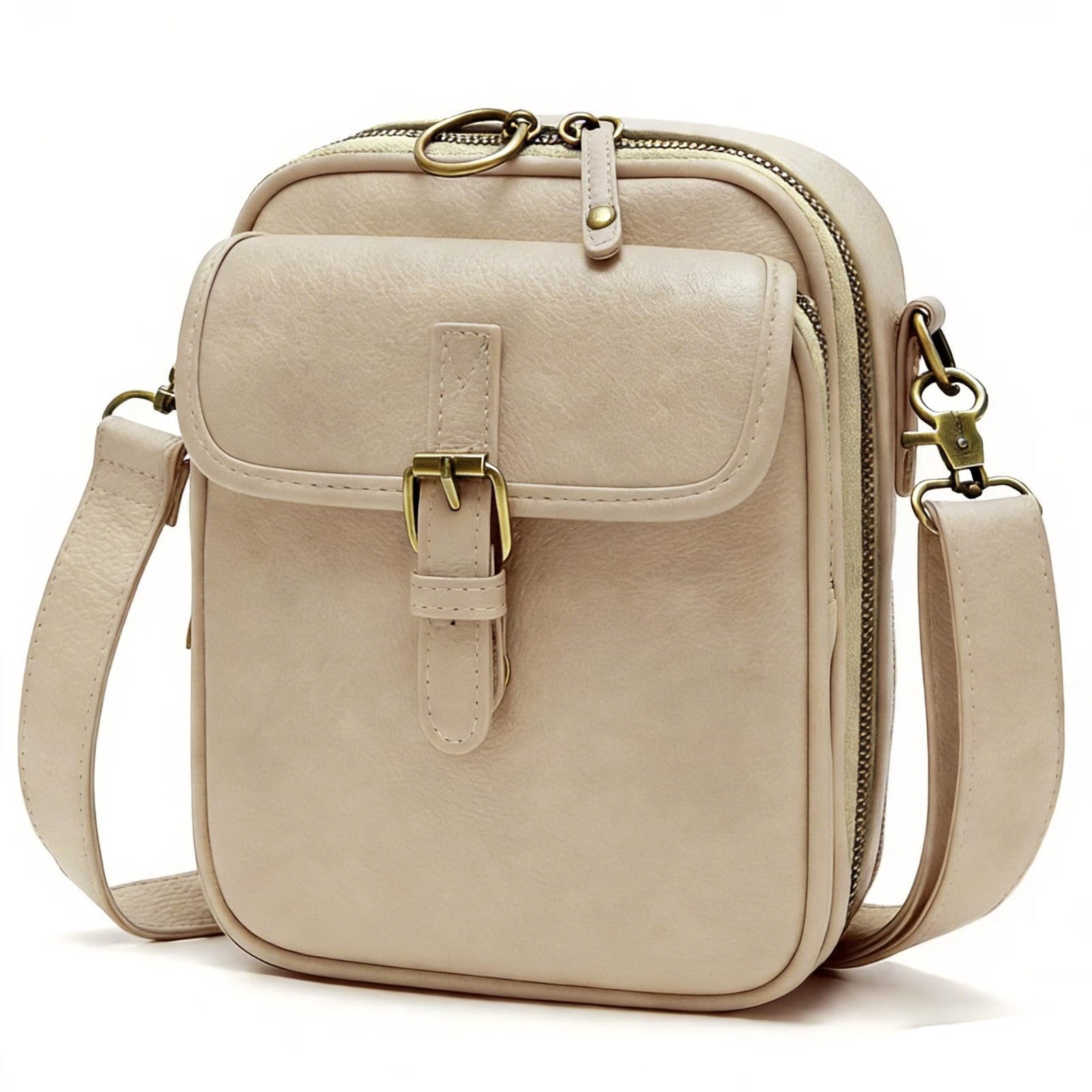 Vegan Leather Crossbody Bags for Women - Vintage Anti-Theft Messenger Purse with1