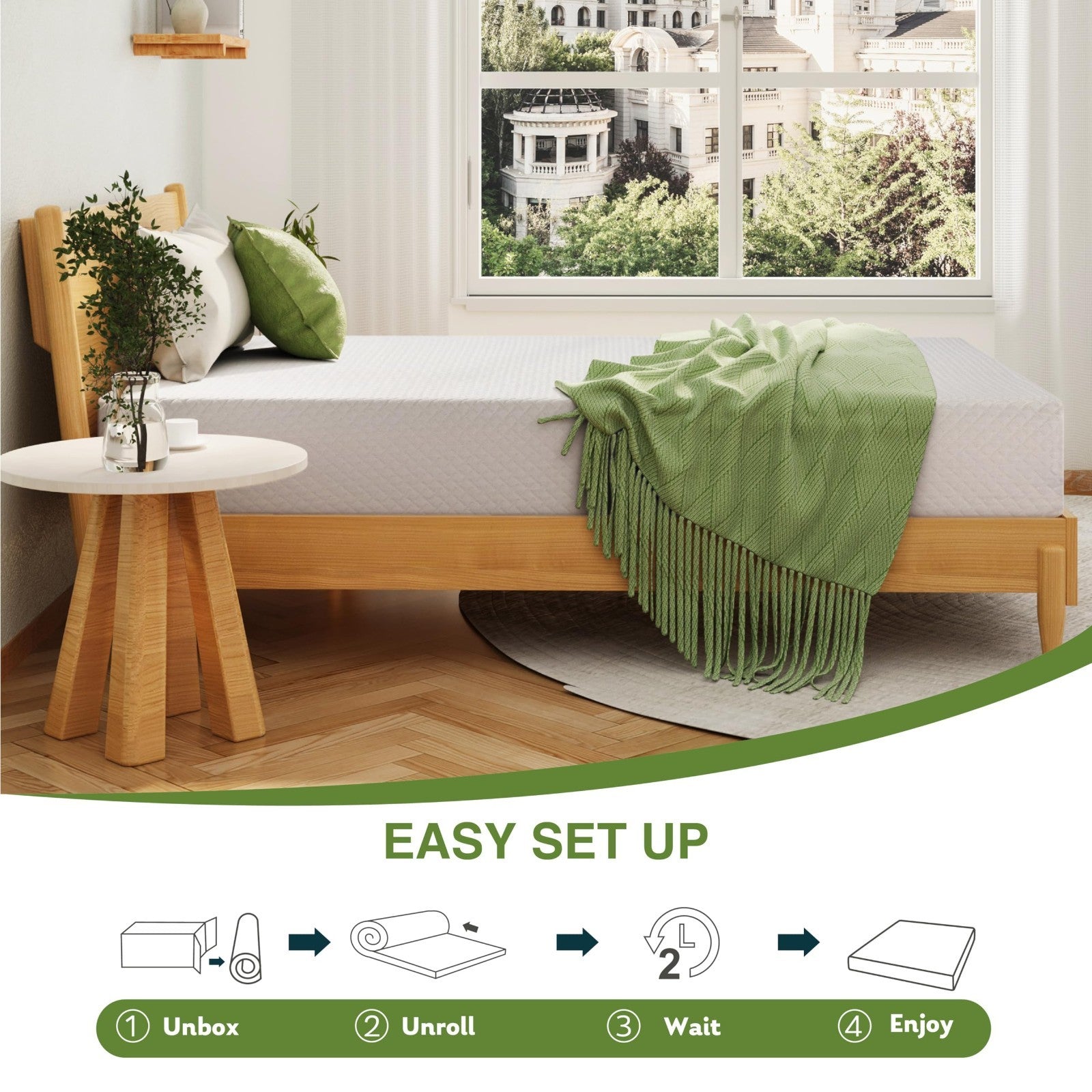 Full Size 10" Memory Foam Mattress in a Box, Cooling Gel, Pressure Relief, Certi6
