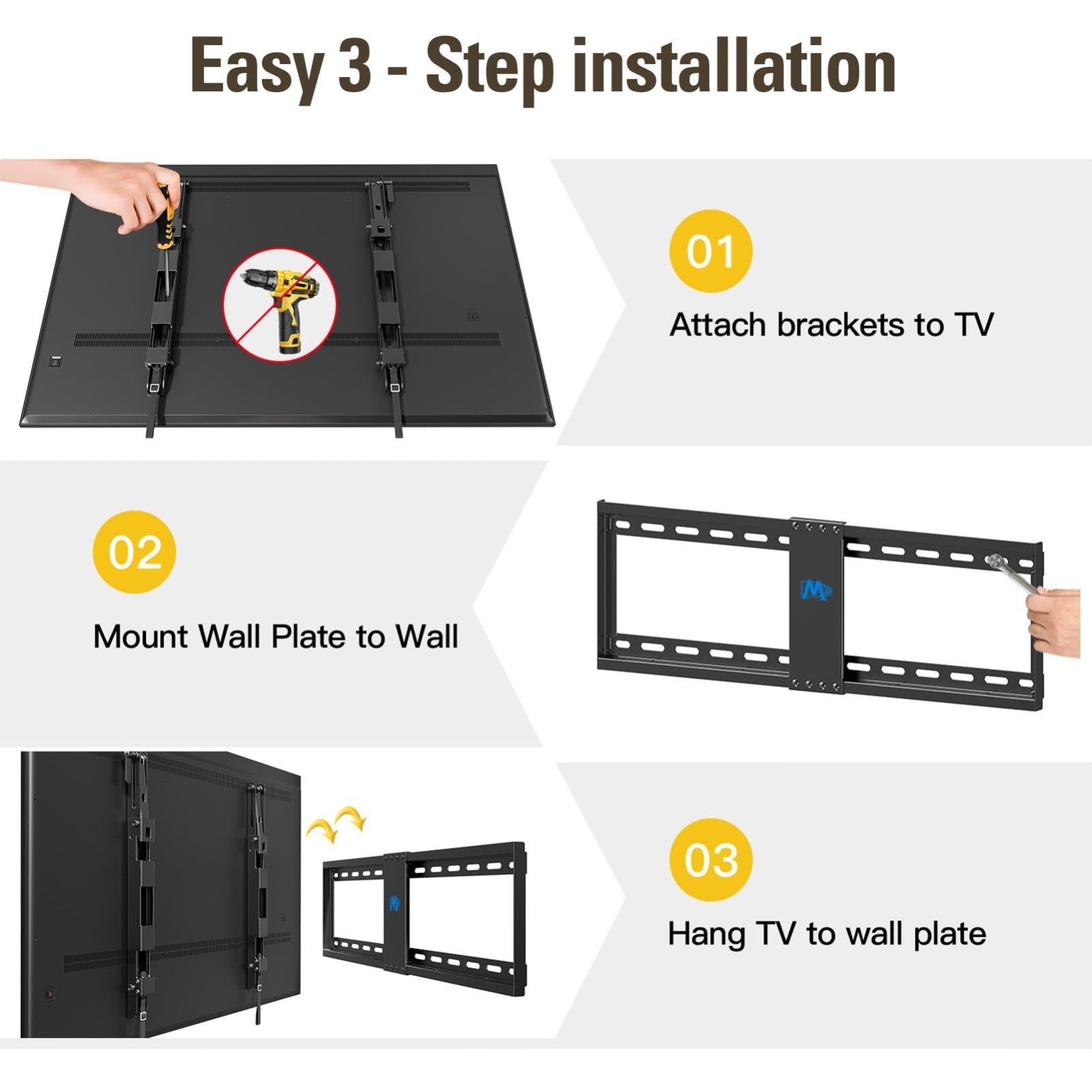 Universal Tilt TV Wall Mount for 42 70 Inch TVs, VESA 200x100 to 600x400mm, 20°6