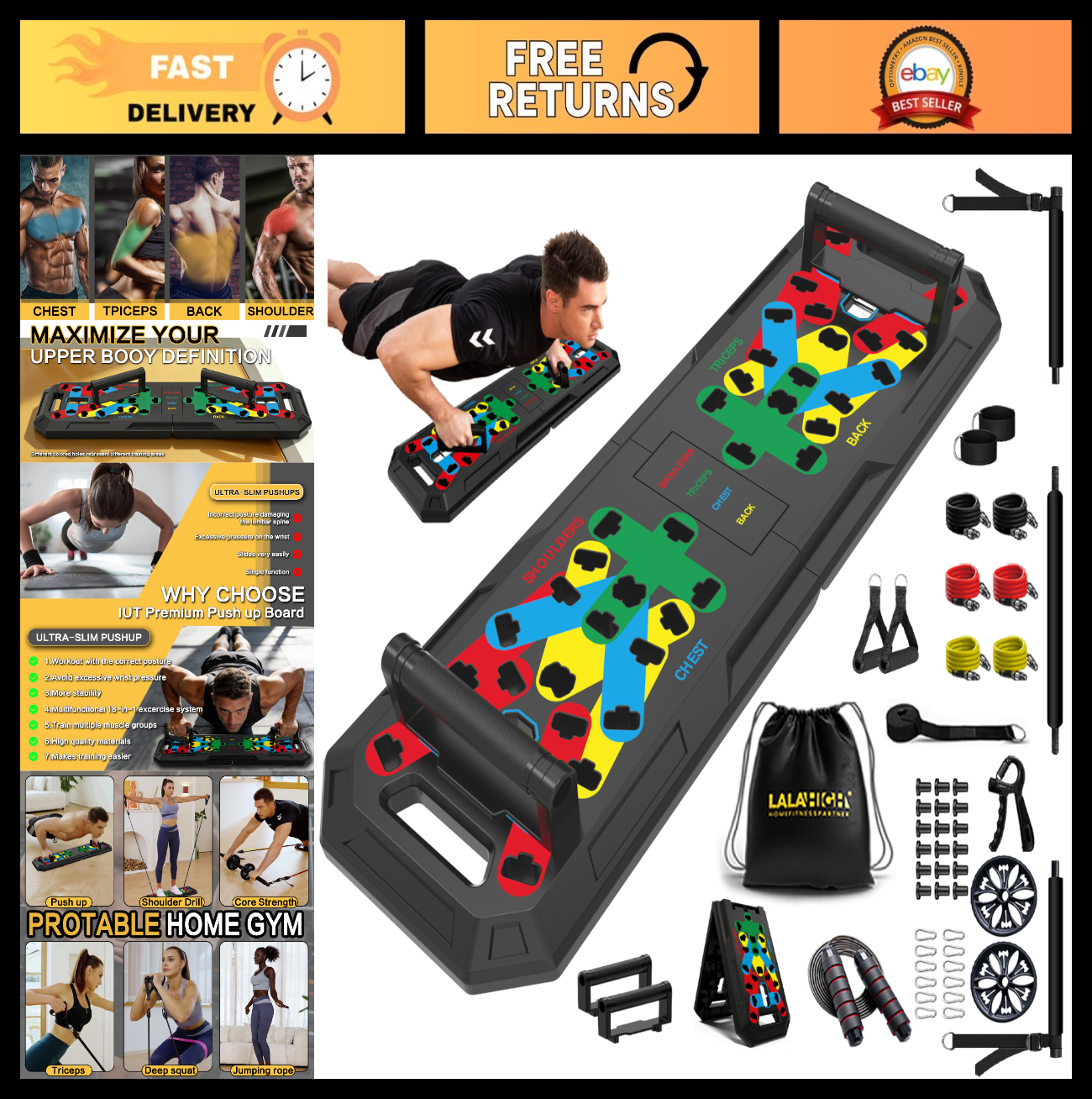 15 in 1 Push Up Board   Multi Functional Home Workout Equipment for Chest & Musc0