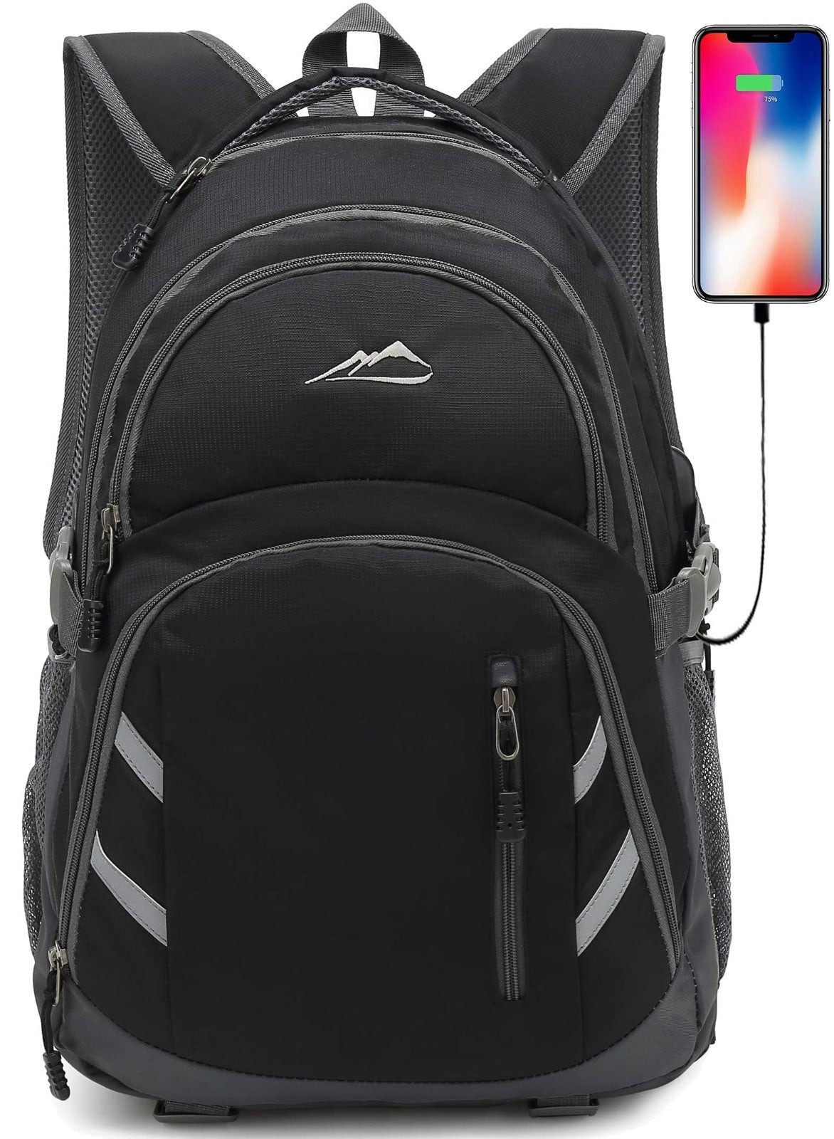College Laptop Backpack, Travel Bookbag with USB Charging Port, Anti Theft, Fits1