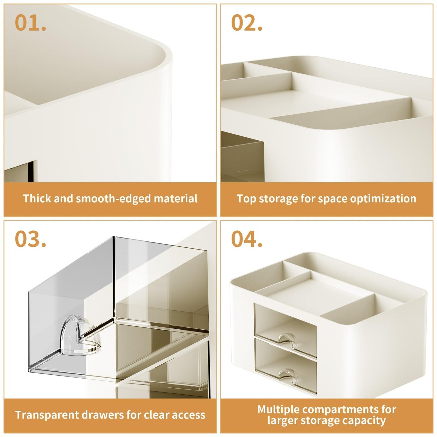 Multi Functional Desk Organizer with 2 Drawers, 5 Compartments for Office Suppli5