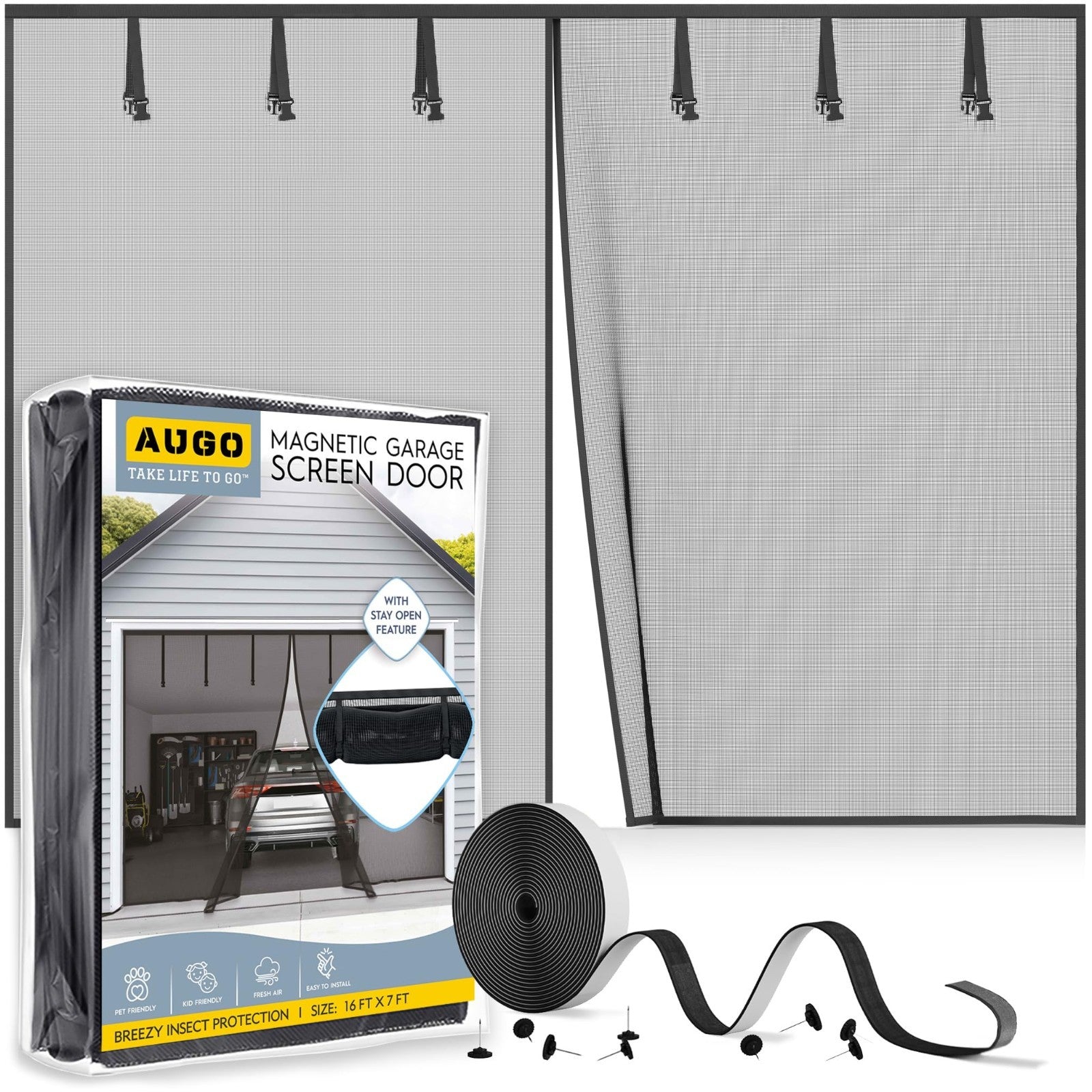 Magnetic Garage Door Screen   Heavy Duty Mesh for 2 Car Garage   Pet & Kid Frien1