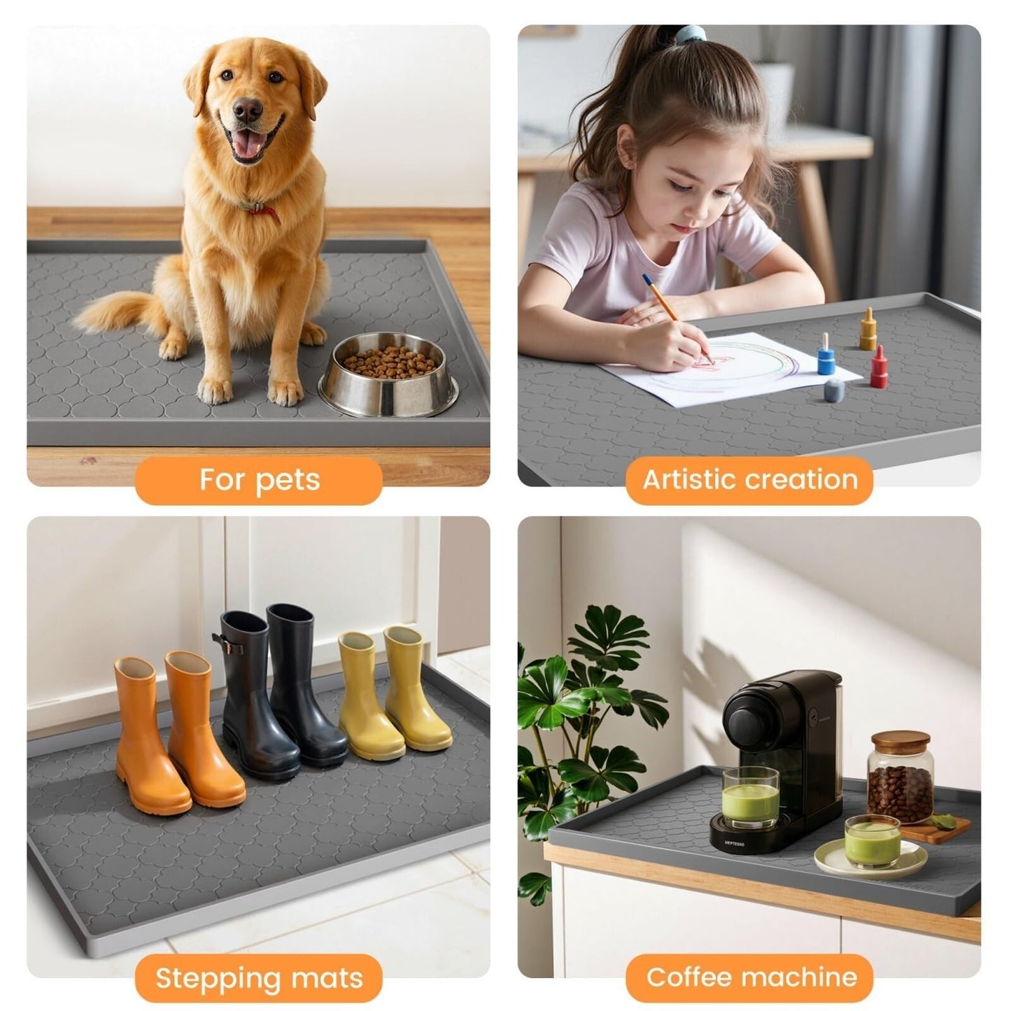 Waterproof Silicone Under Sink Mat 34"x22" | Kitchen Cabinet Liner, Anti Slip, E6