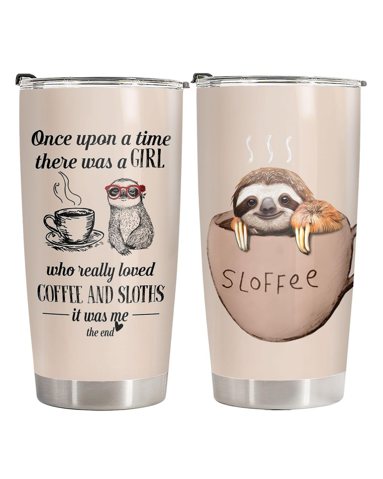 Cute Sloth 20oz Tumbler with Lid   Insulated Travel Mug for Coffee & Tea, Perfec1
