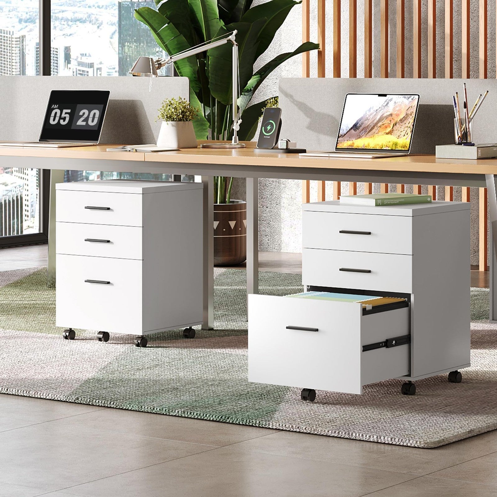 3 Drawer File Cabinet for Home Office   Wood Under Desk Storage, Rolling Printer2
