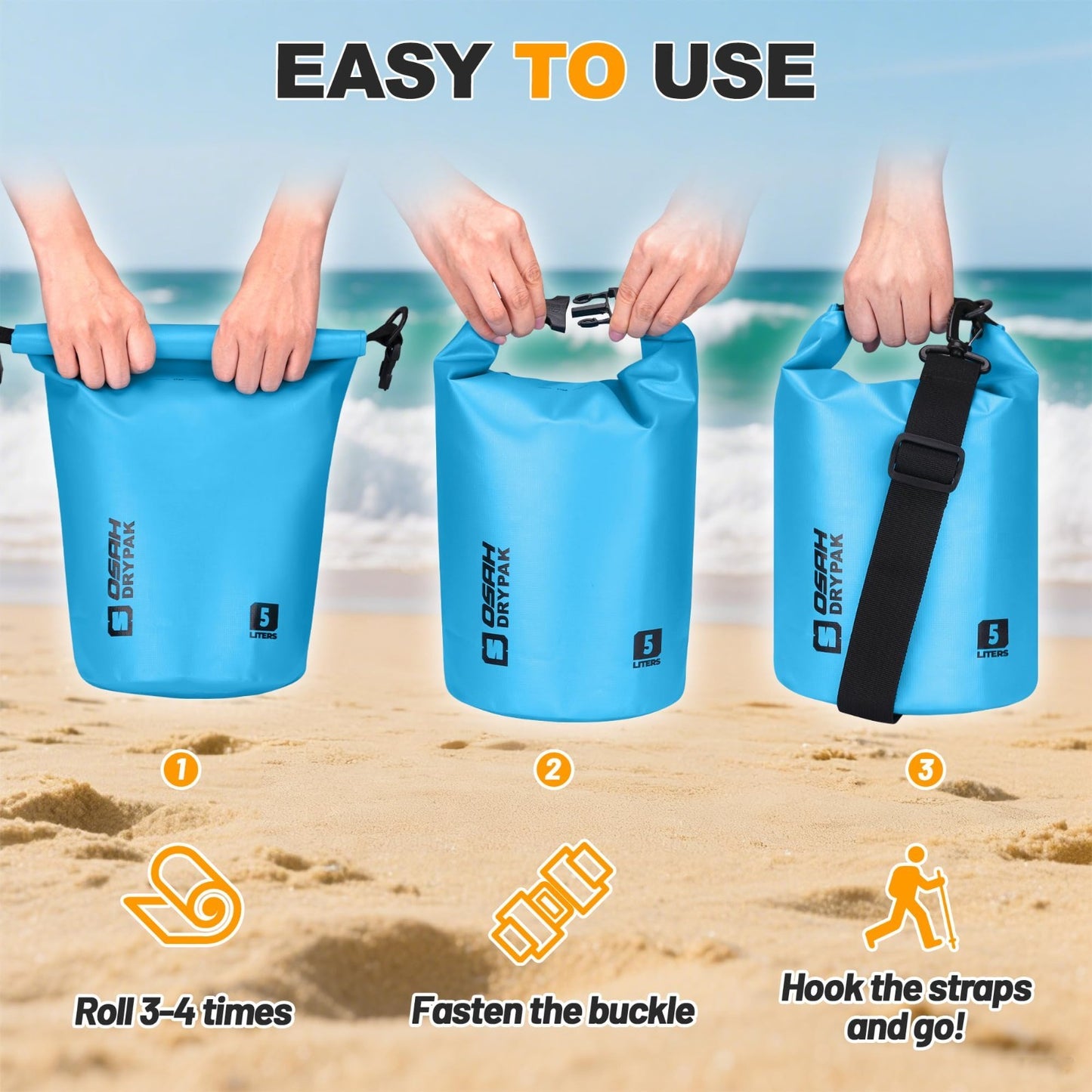 Waterproof Dry Bag 5L/10L/20L/30L/40L - Lightweight Roll Top Backpack for Travel3