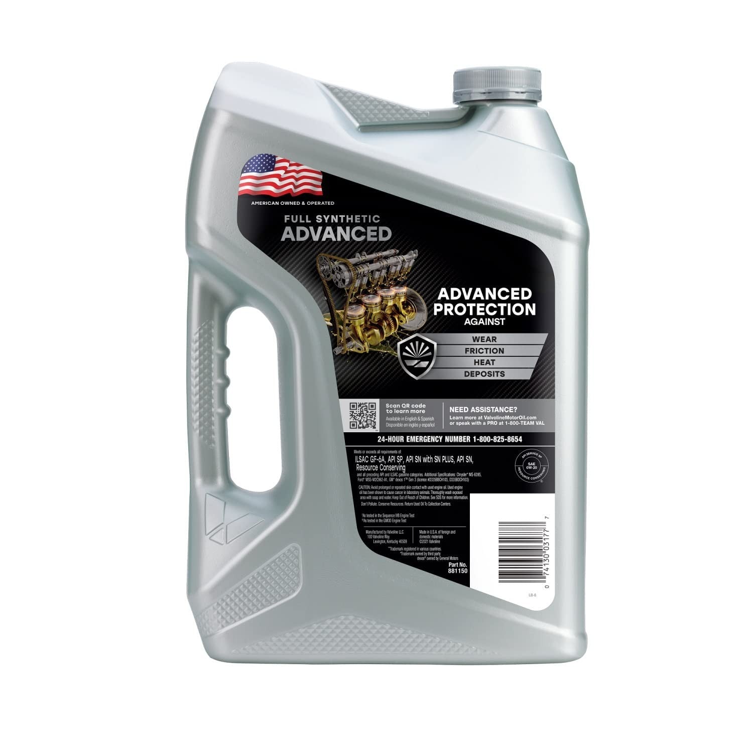 Full Synthetic Motor Oil 0W 20 | 5 QT x 2 | Advanced Engine Protection, High Mil1