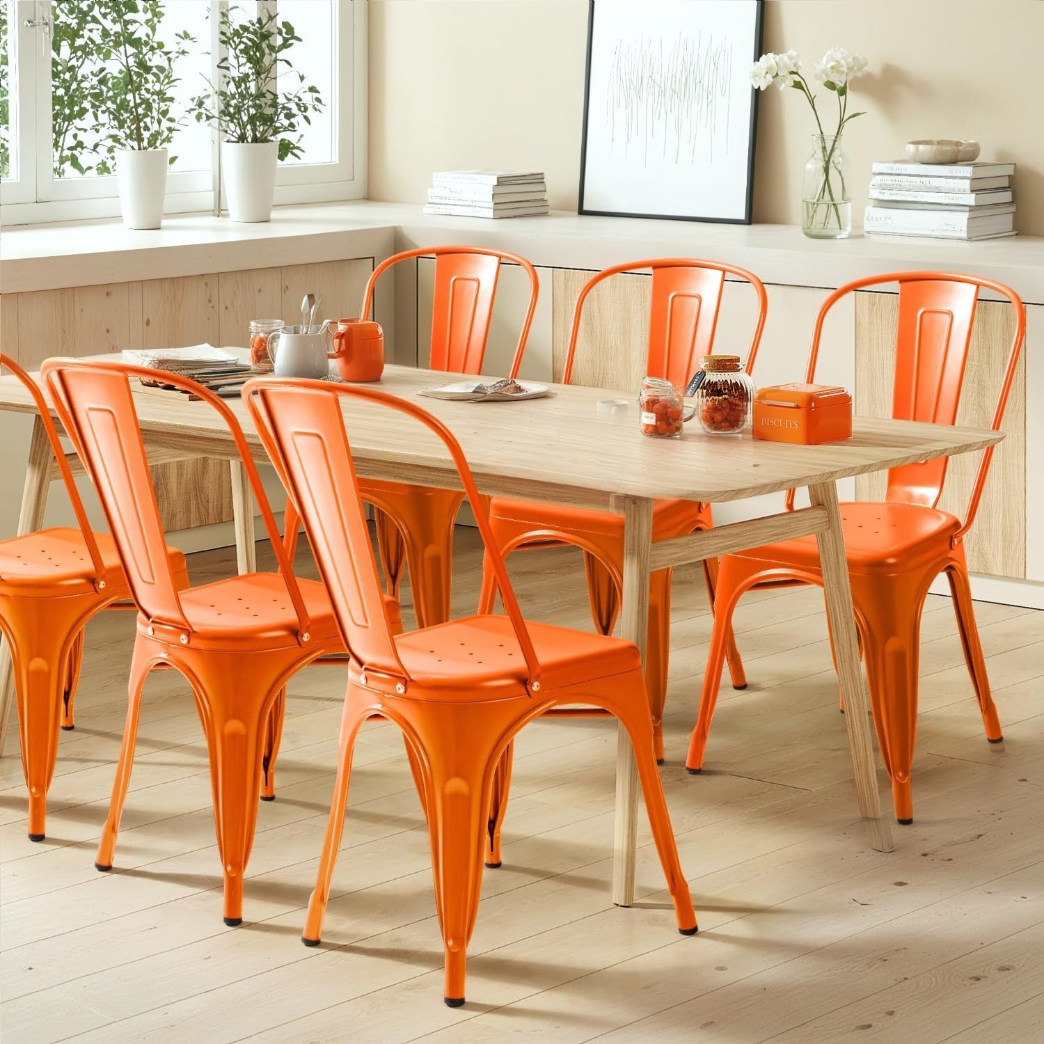 Stackable Metal Dining Chairs Set of 4   Chic Bistro Cafe Side Chairs, Indoor/Ou2
