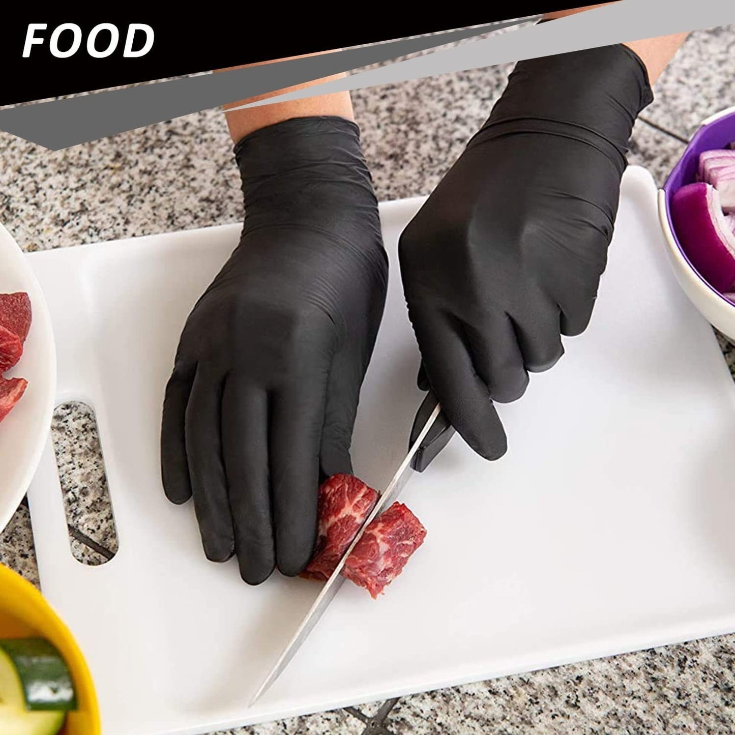 Nitrile Disposable Gloves 4mil - 100 Count, Latex-Free, Powder-Free, Food Safe f3