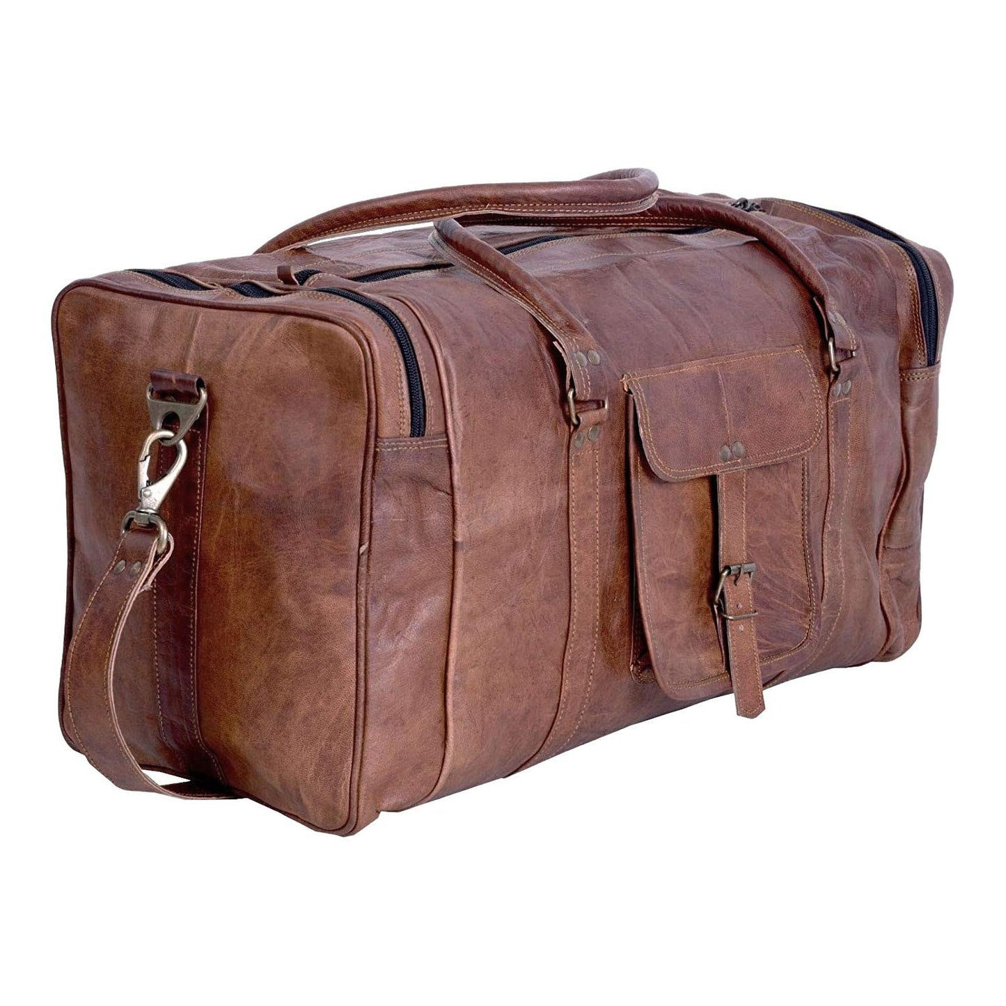 21 Inch Vintage Leather Duffle Bag - Travel, Gym, Sports, Overnight, Weekend Use1