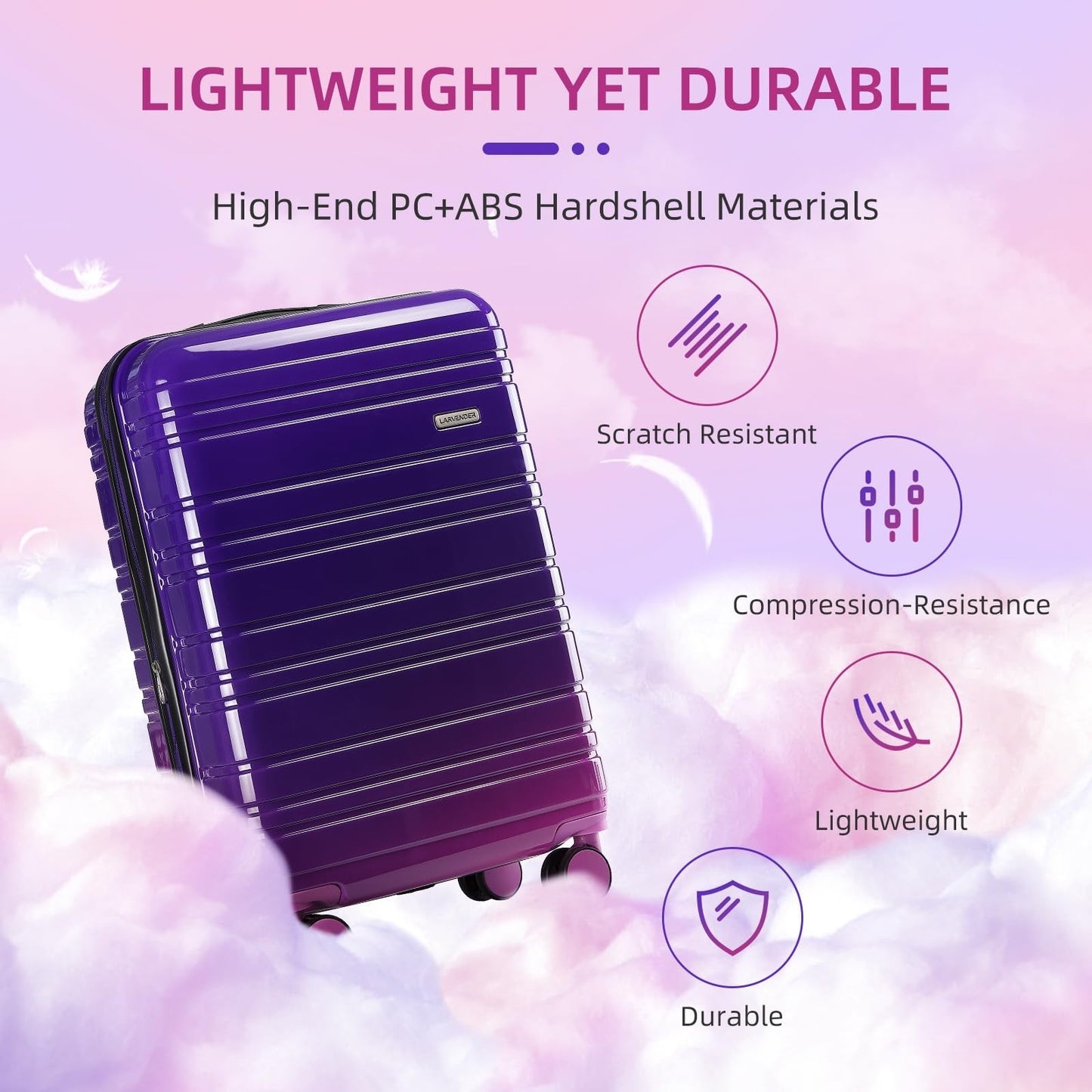 6-Piece Expandable Luggage Set, Lightweight Hardshell Suitcases, TSA Lock, 360°3