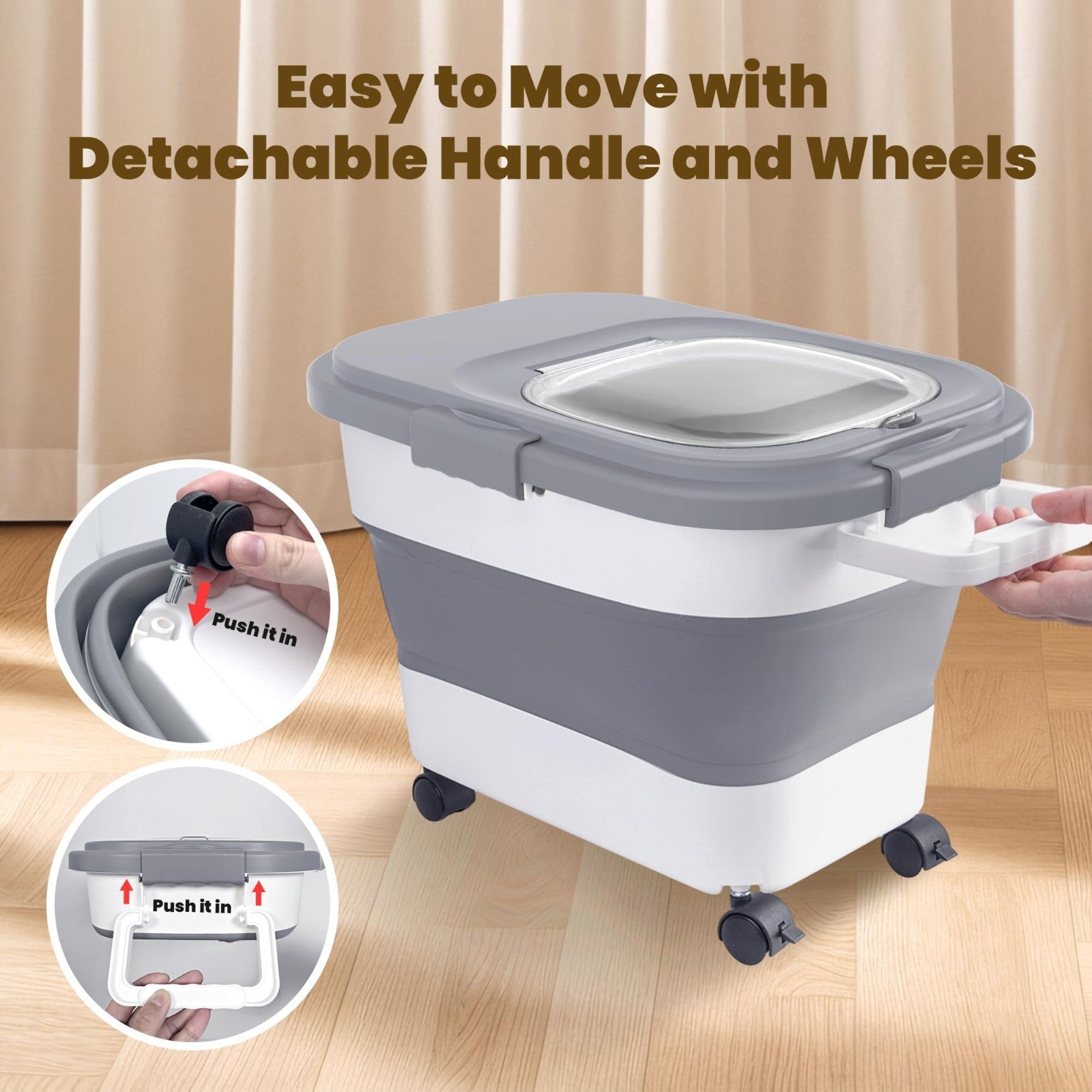Collapsible Rice Container 20 30Lbs   Airtight Food Storage Solution, Space Savi4