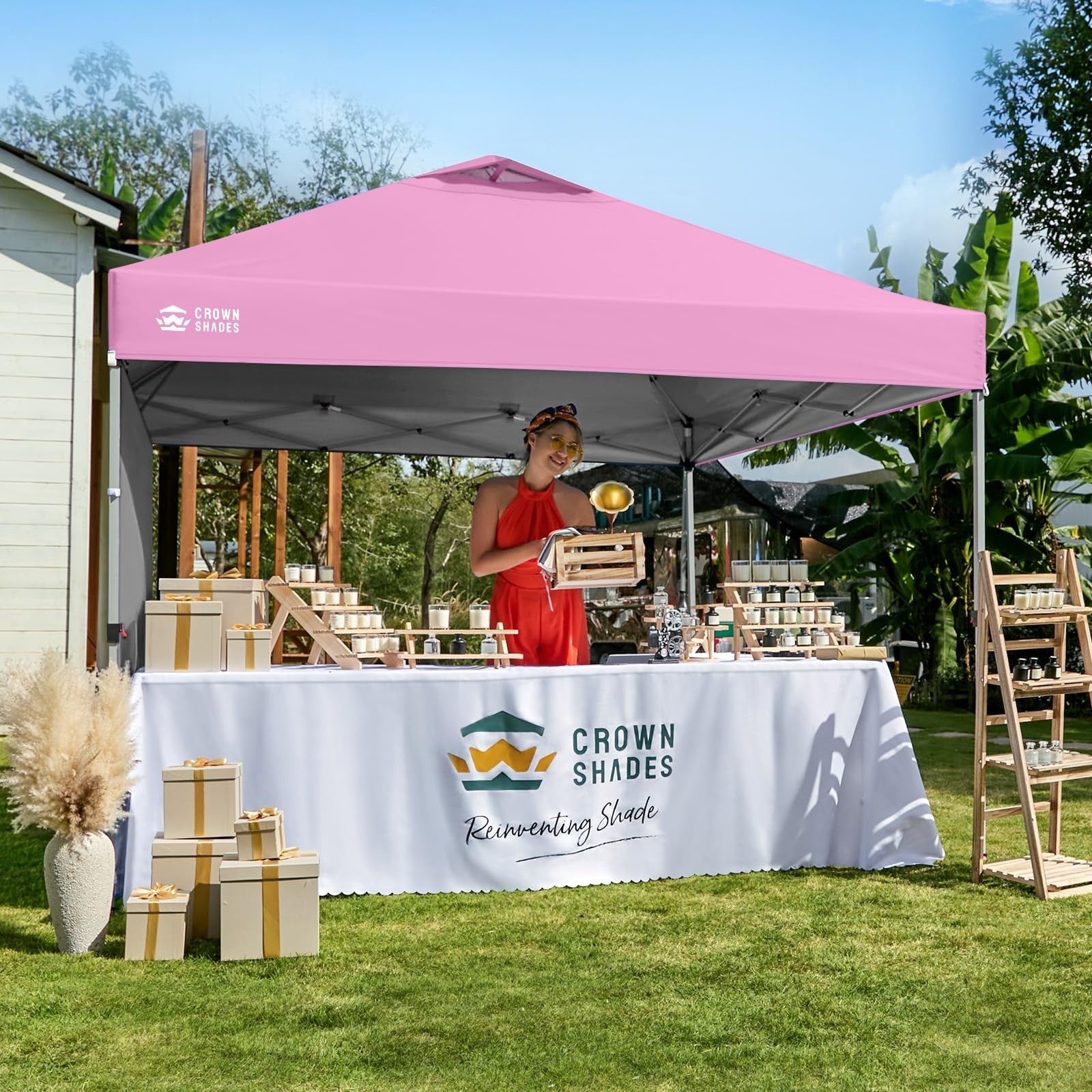10x10 Pop Up Canopy Tent with Side Wall   Easy Setup Outdoor Gazebo, Sun Shade f2