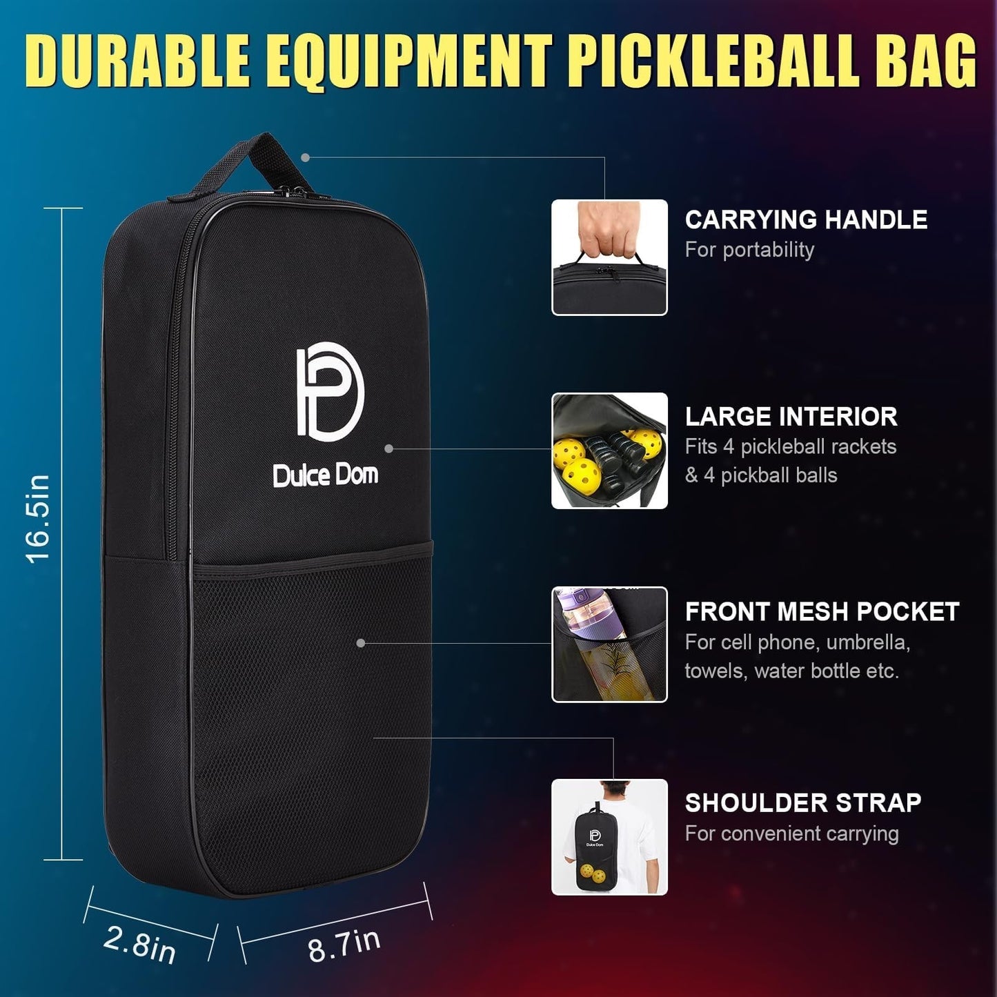 Pickleball Paddles Set of 2/4 - USAPA Approved, Fiberglass/Graphite Rackets, Car4