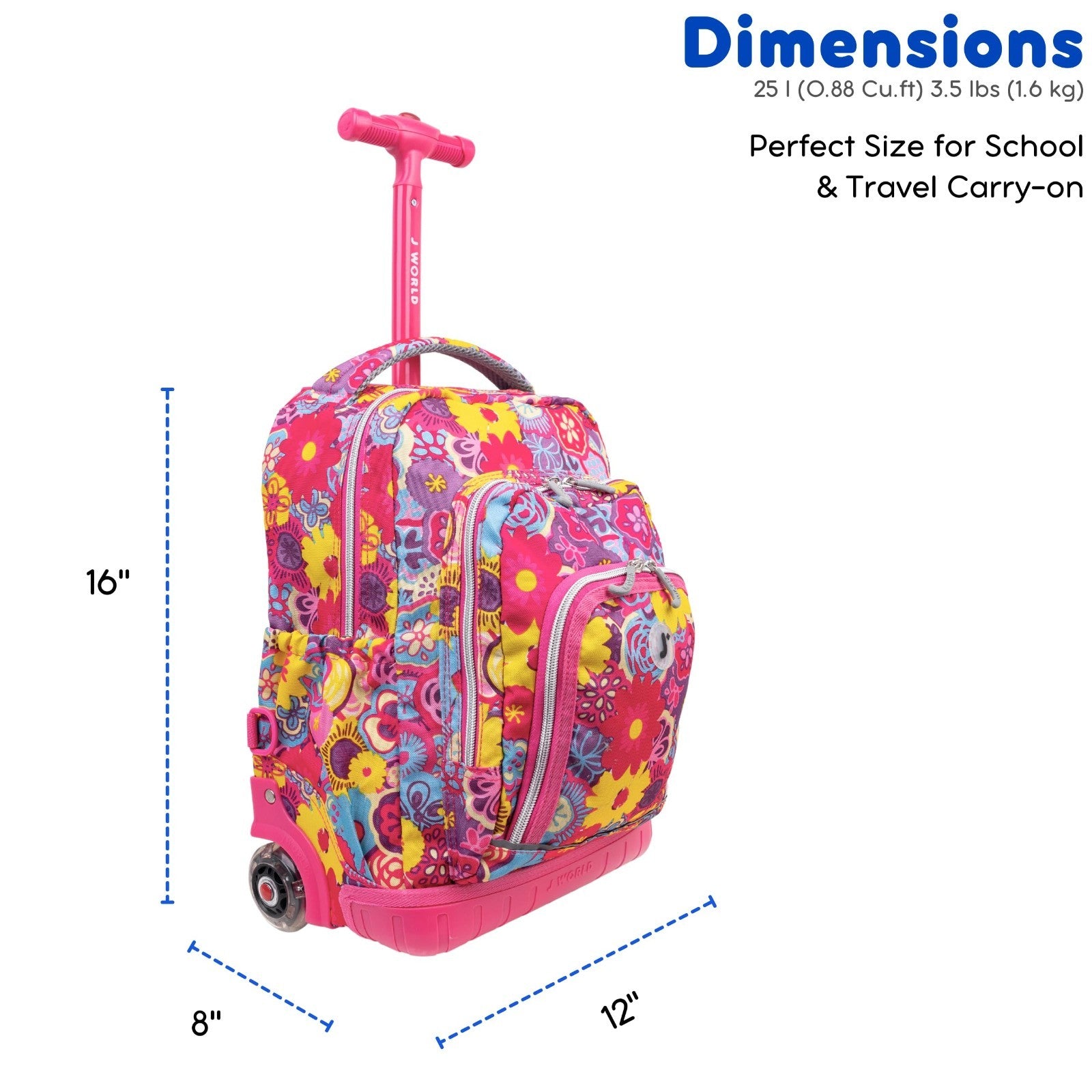 Kids Rolling Backpack & Lunch Bag Set, Carry On Suitcase with Wheels, School Tra7