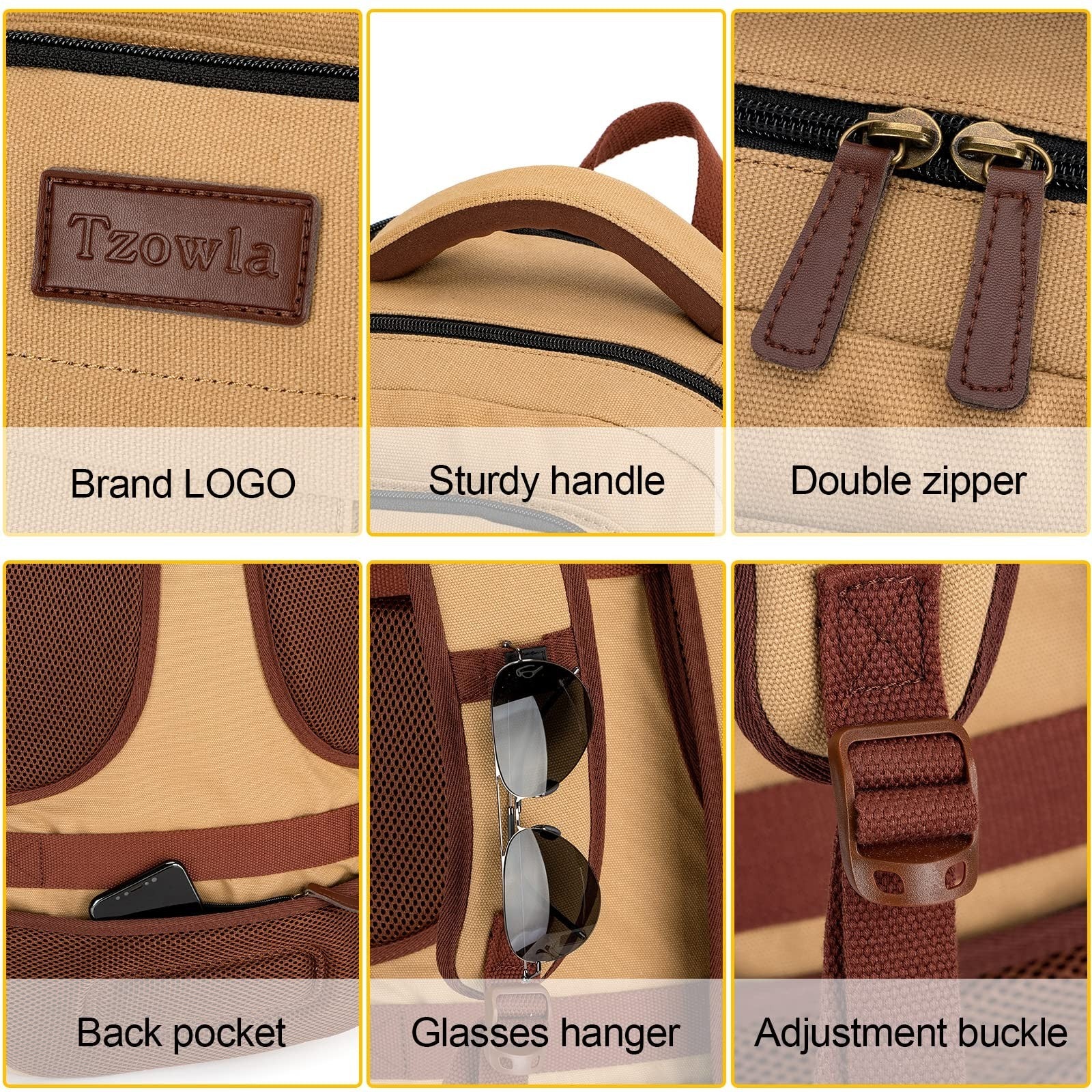 Large Capacity Canvas Laptop Backpack for Men & Women, Fits 17.3" Laptop, Travel4