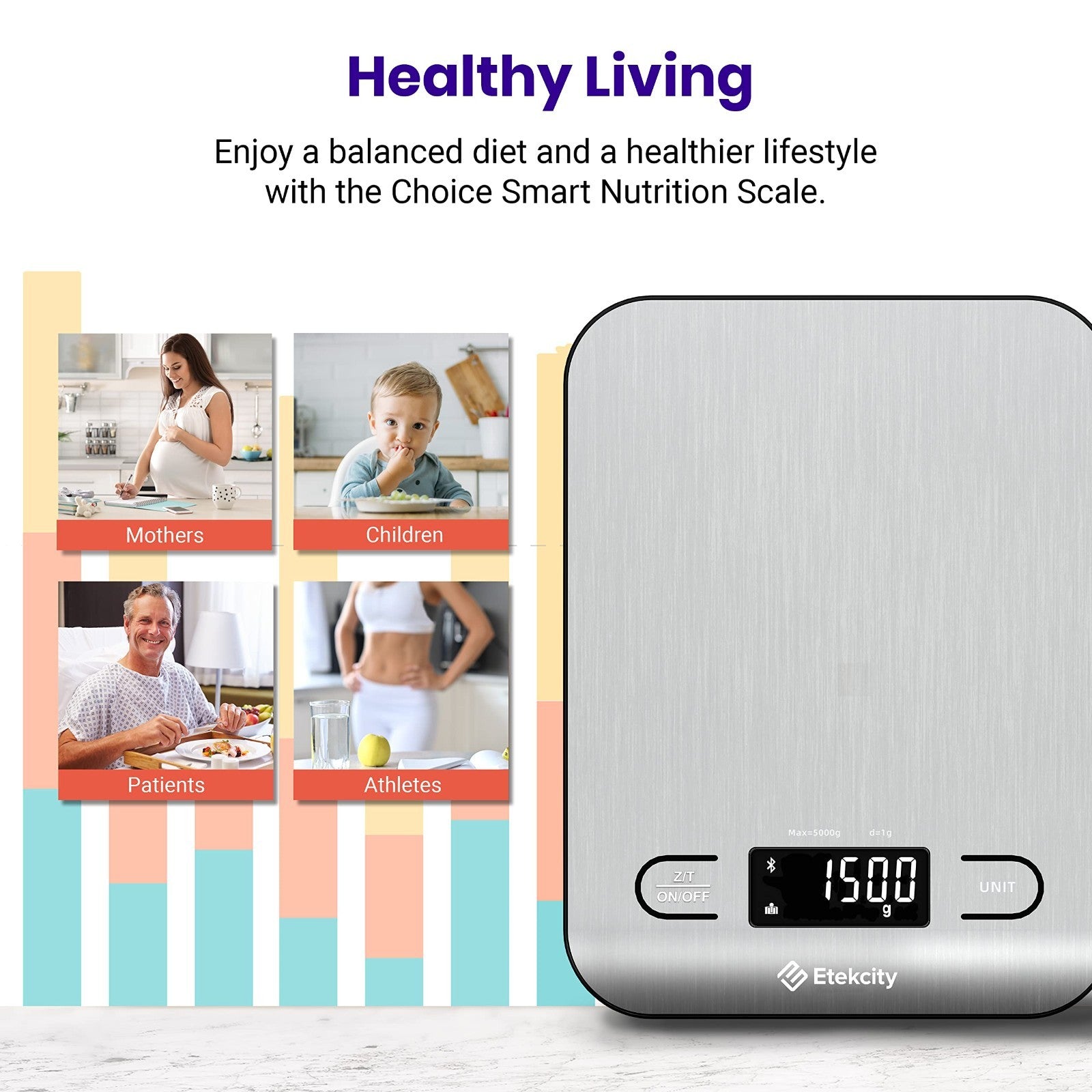 Digital Kitchen Scale   Food Nutrition Scale for Grams & Ounces, Tare Function,6
