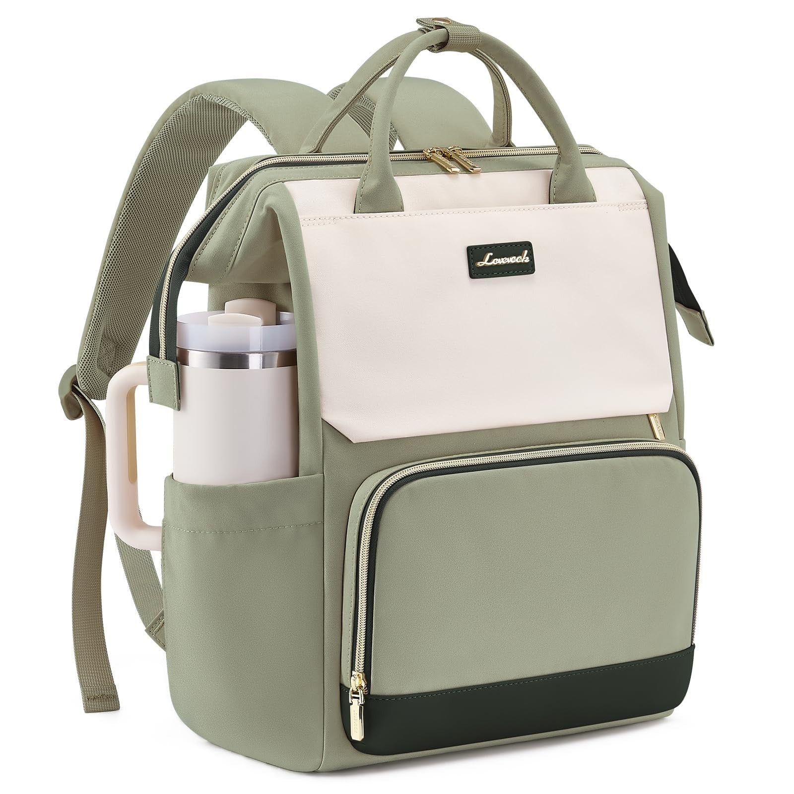 Stylish Laptop Backpack for Women   Giant Tumbler Holder, Travel, Work, Nurse, T1