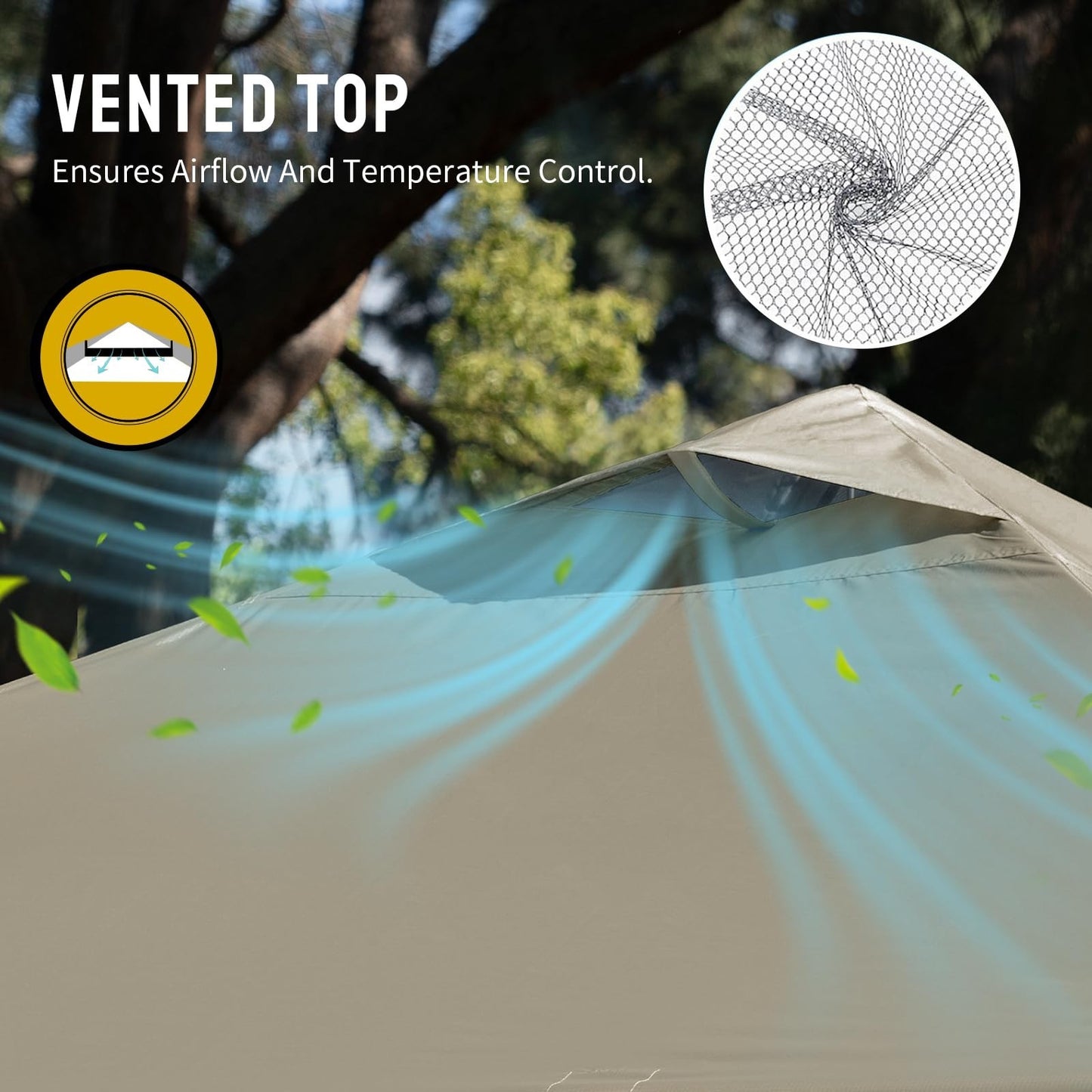 12x12 Pop Up Canopy Tent   Easy Setup, Beige Sun Shade for Events, Parties, Camp5