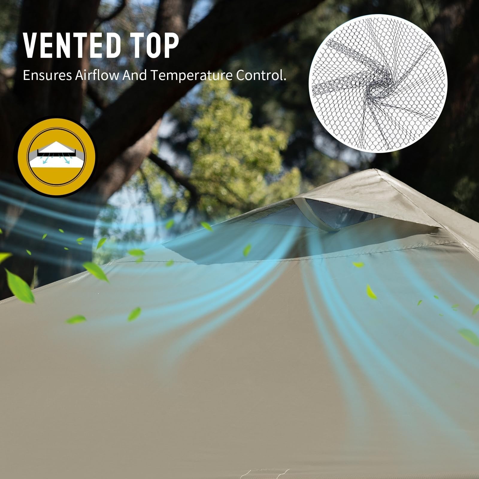 12x12 Pop Up Canopy Tent   Easy Setup, Beige Sun Shade for Events, Parties, Camp5