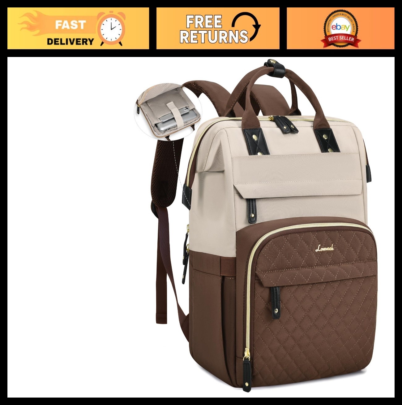 Waterproof Laptop Backpack for Women, 15.6" Teacher Work Bag, Travel Purse, Coll0