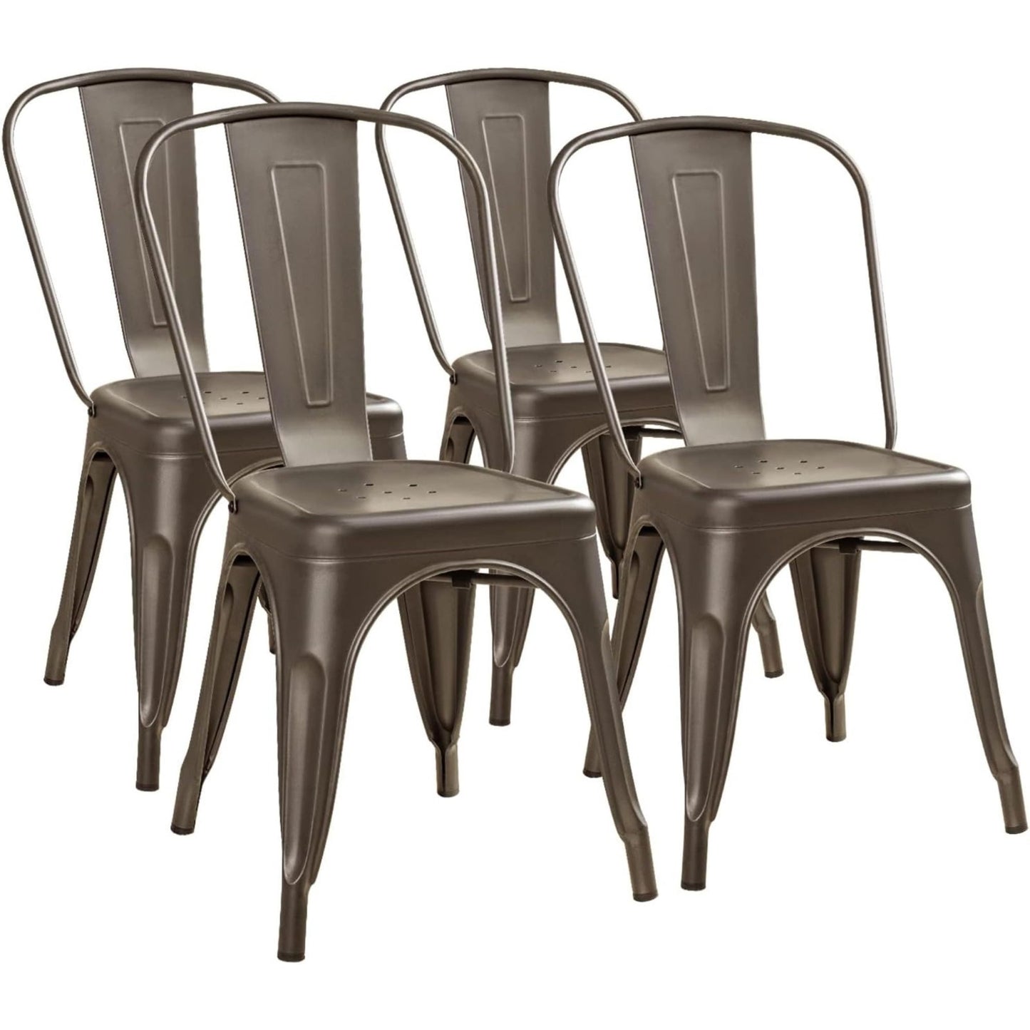 Stackable Metal Dining Chairs Set of 4   Indoor Outdoor Bistro Cafe Side Chairs1