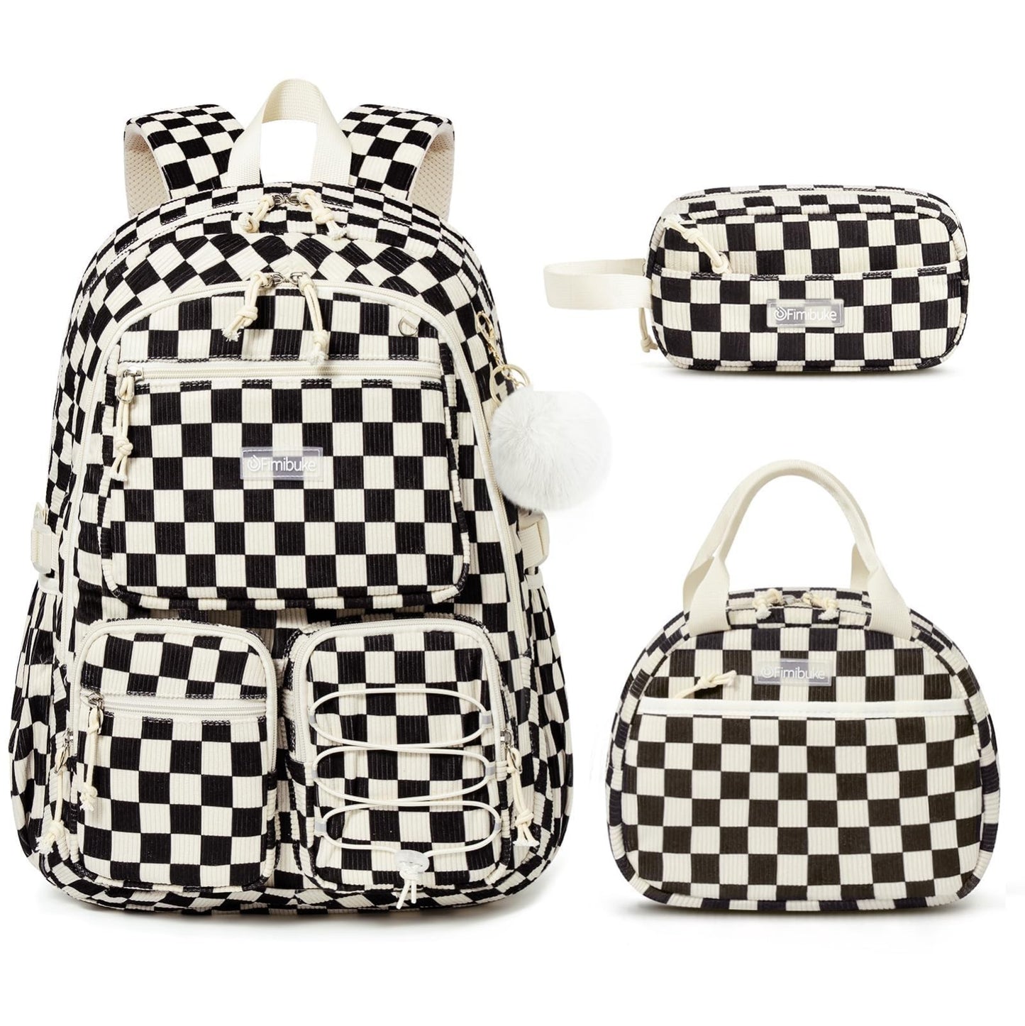Stylish Corduroy Backpack Set for Girls   3PCS Kids School Bag with Lunch Box1