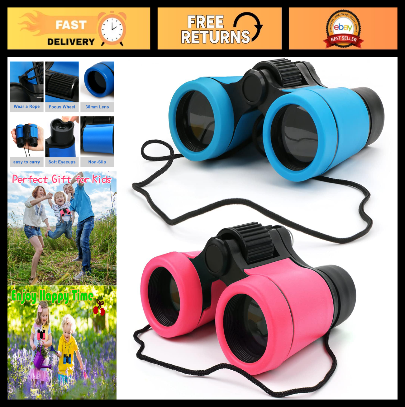 Kids Binoculars Set   Shockproof Toy for Ages 3 12, Bird Watching, Hiking, Gifts0